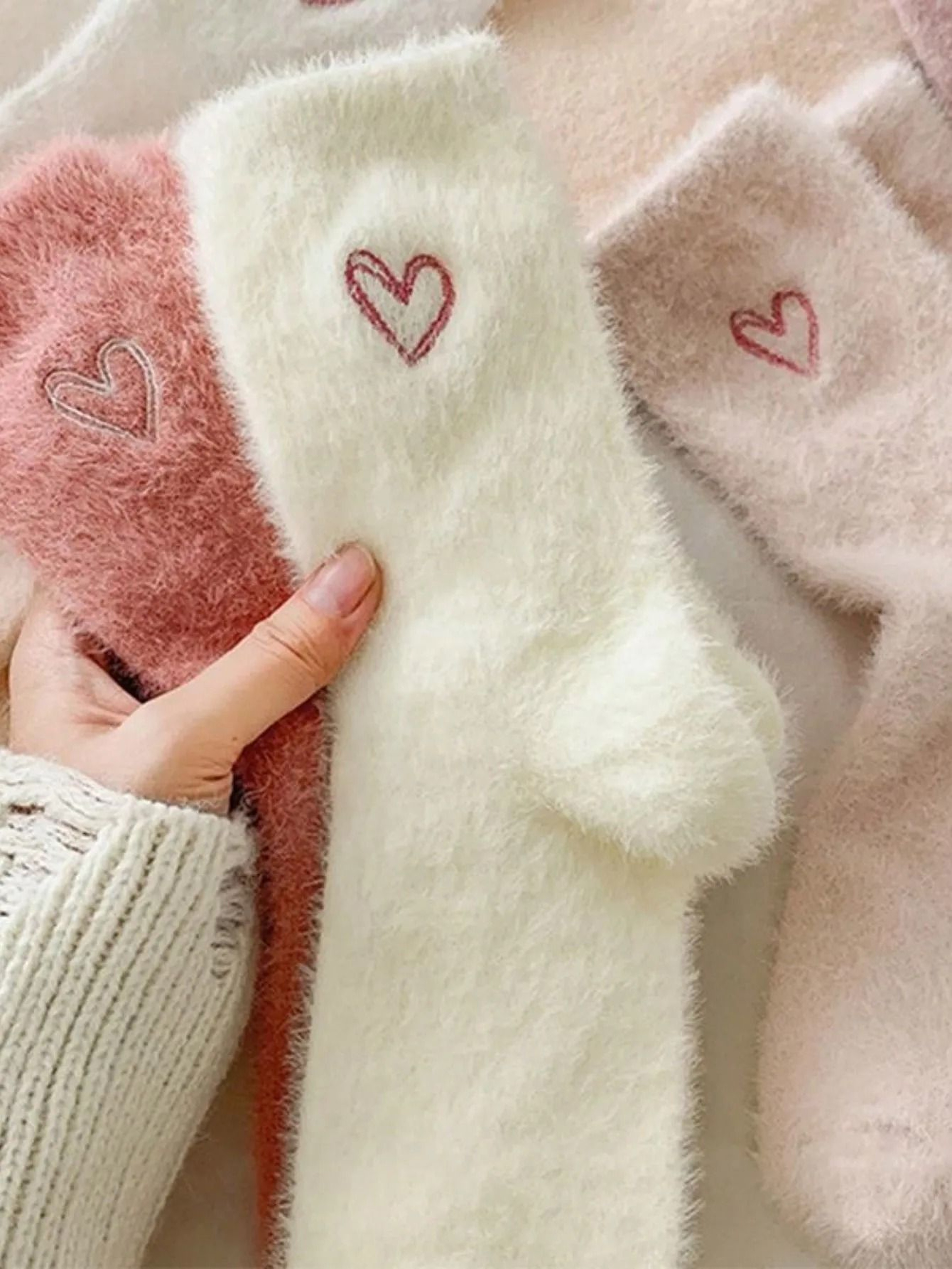 Womens Thickened Mink Fur Socks 5Pair Set Warm Plush Home Sleepwear 3