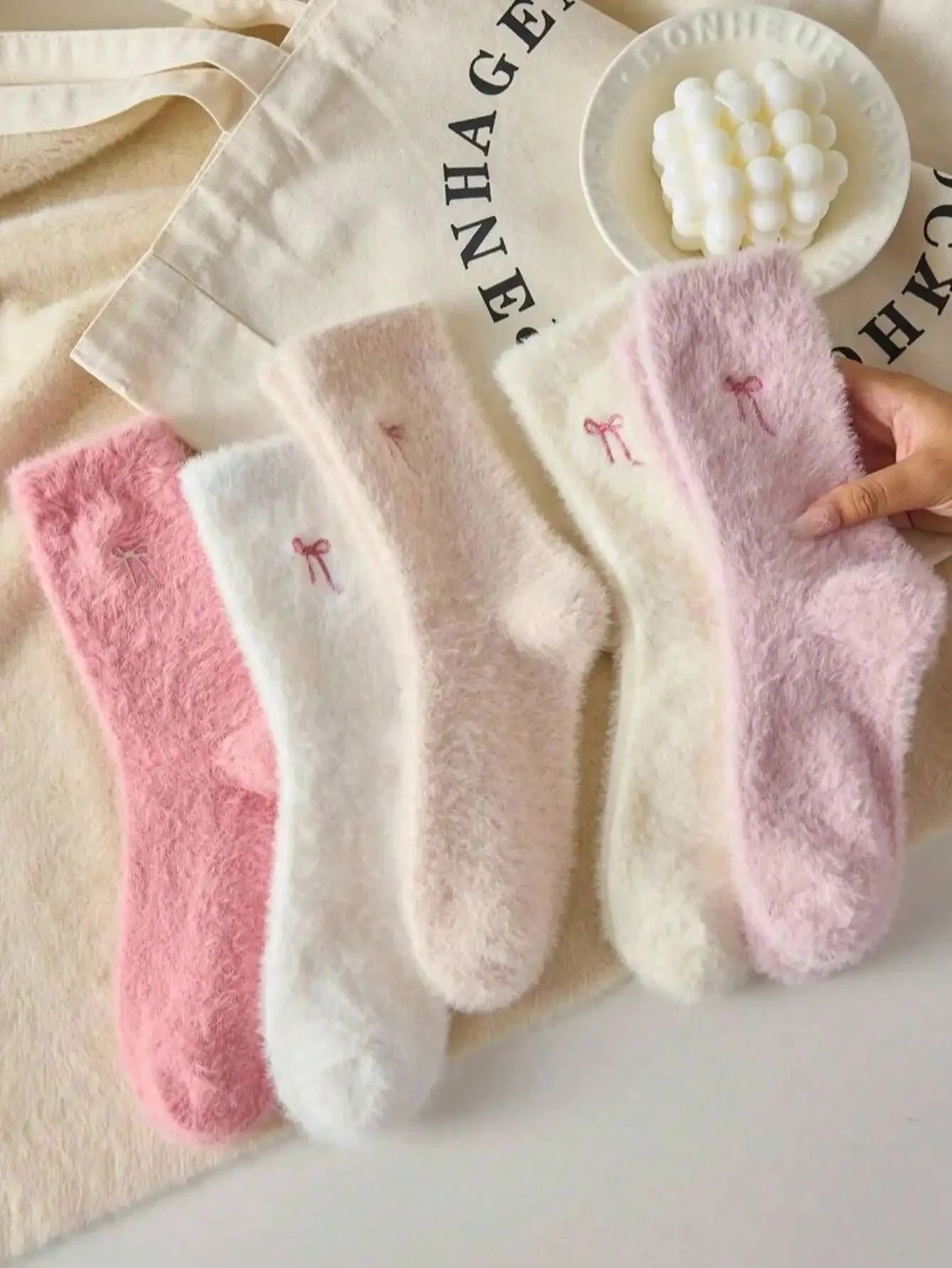 Womens Thickened Mink Fur Socks 5Pair Set Warm Plush Home Sleepwear 6