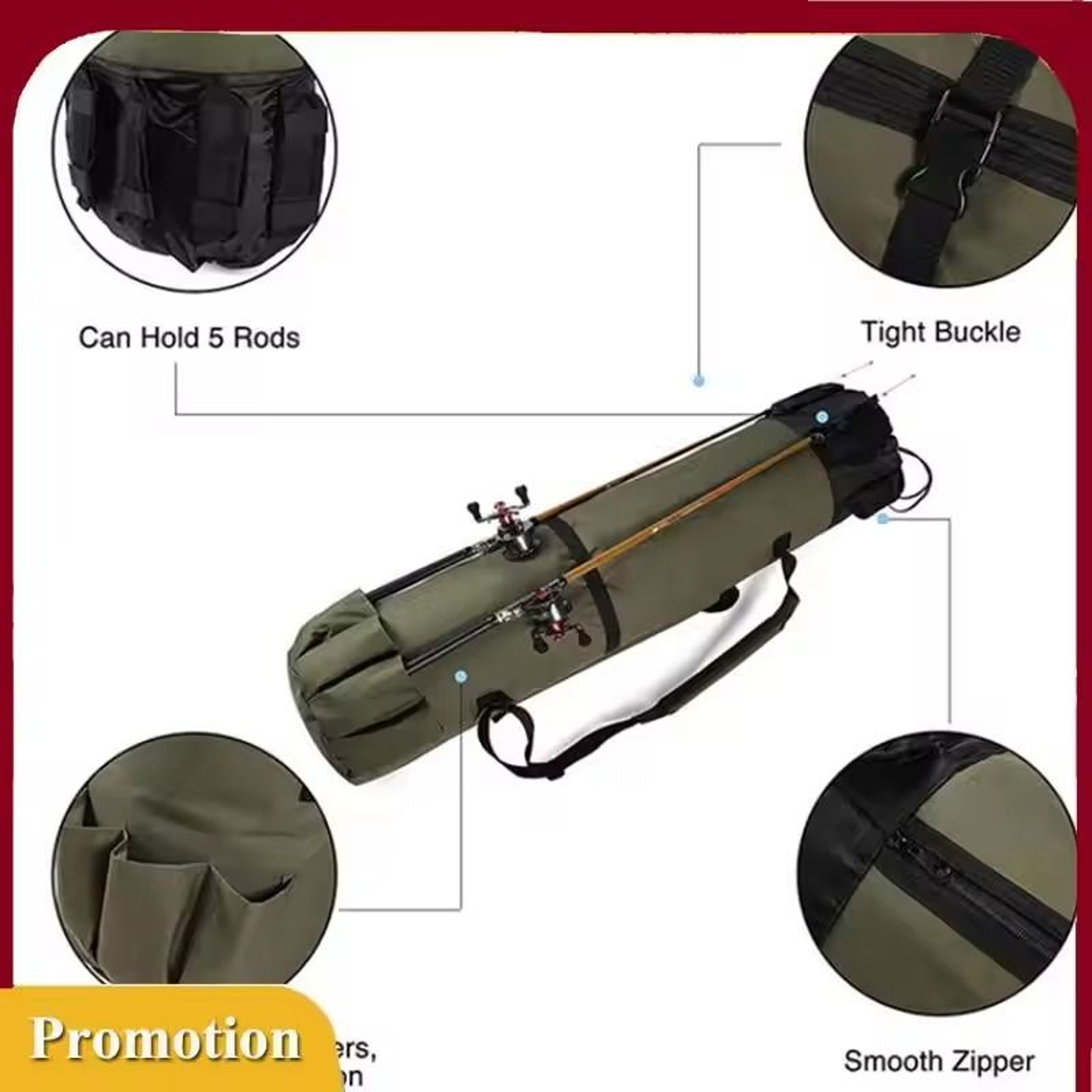 Multifunctional Fishing Rod Gear Storage Bag Oxford Cloth Carry Case 2