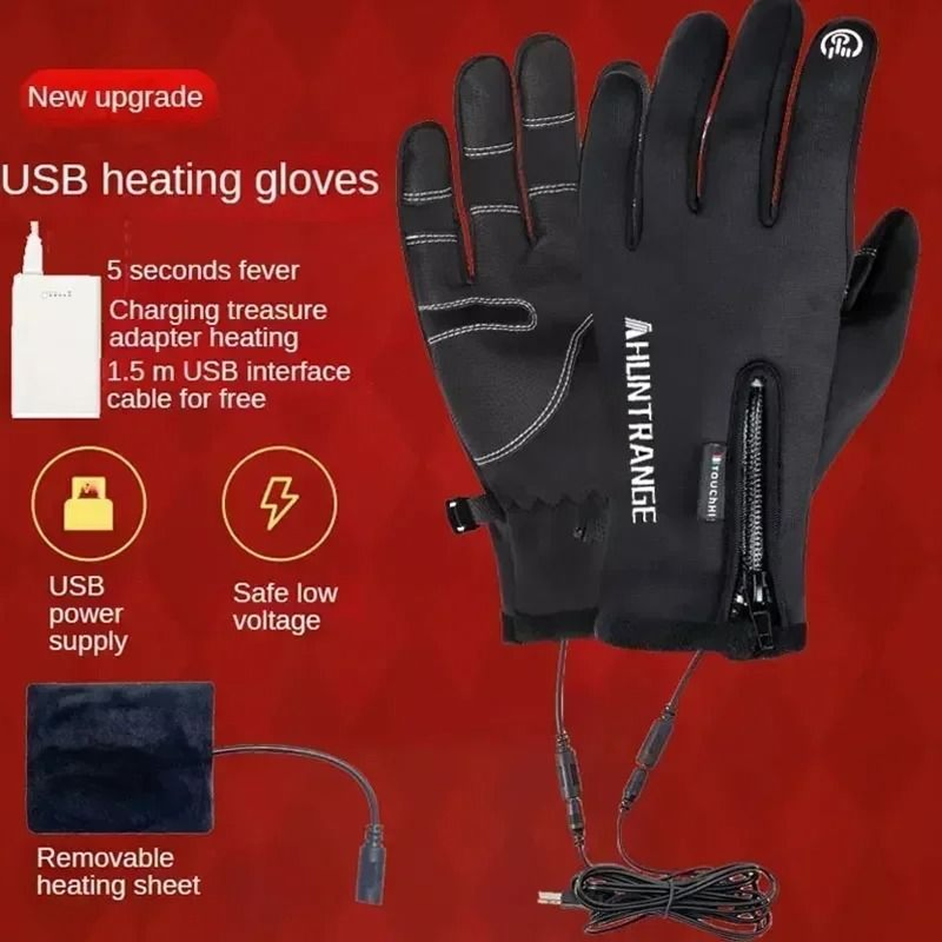 USB Heated Waterproof Touch Screen Gloves For Outdoor Use 1