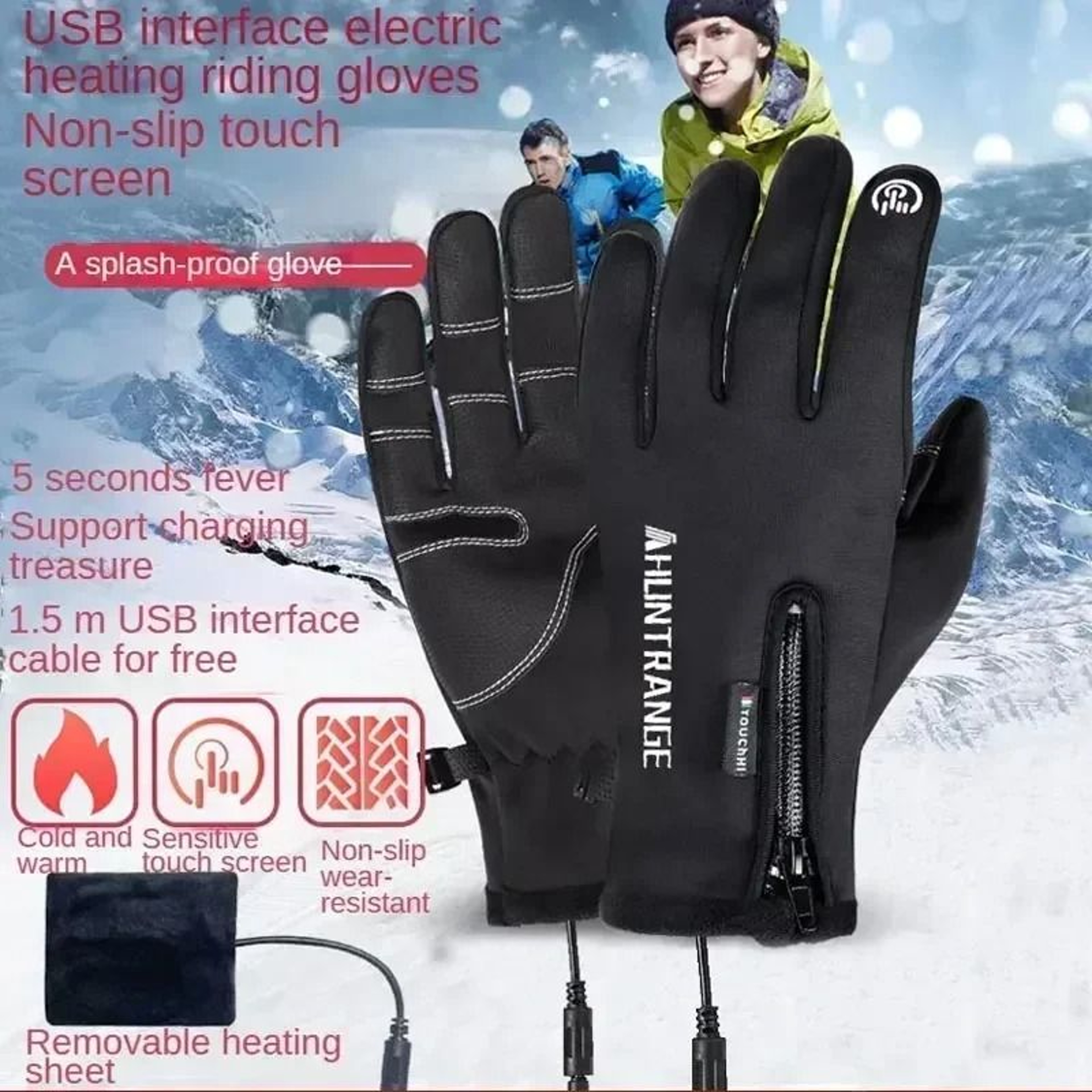 USB Heated Waterproof Touch Screen Gloves For Outdoor Use 3