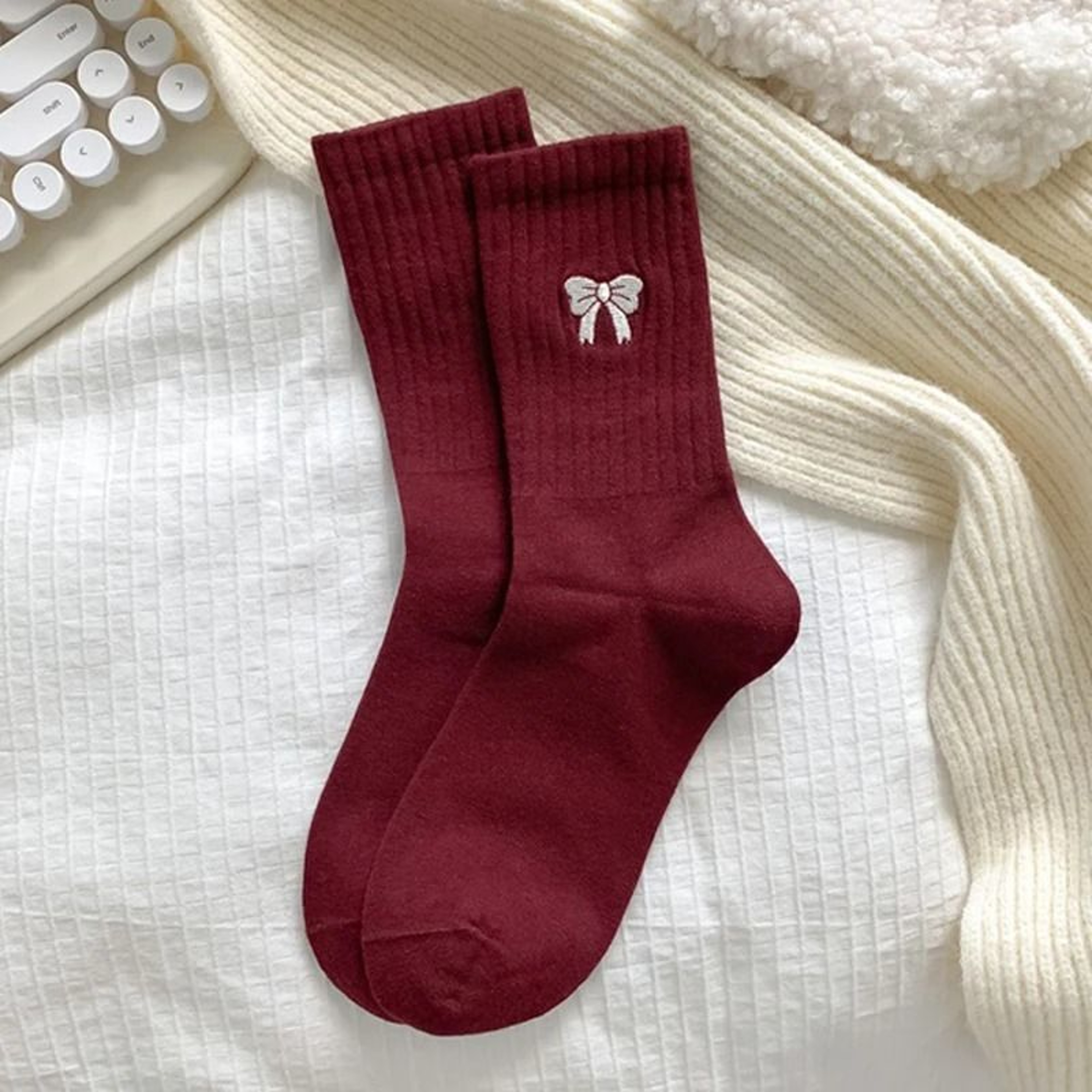Cotton Knitted Warm Mid Calf Socks For Women 6