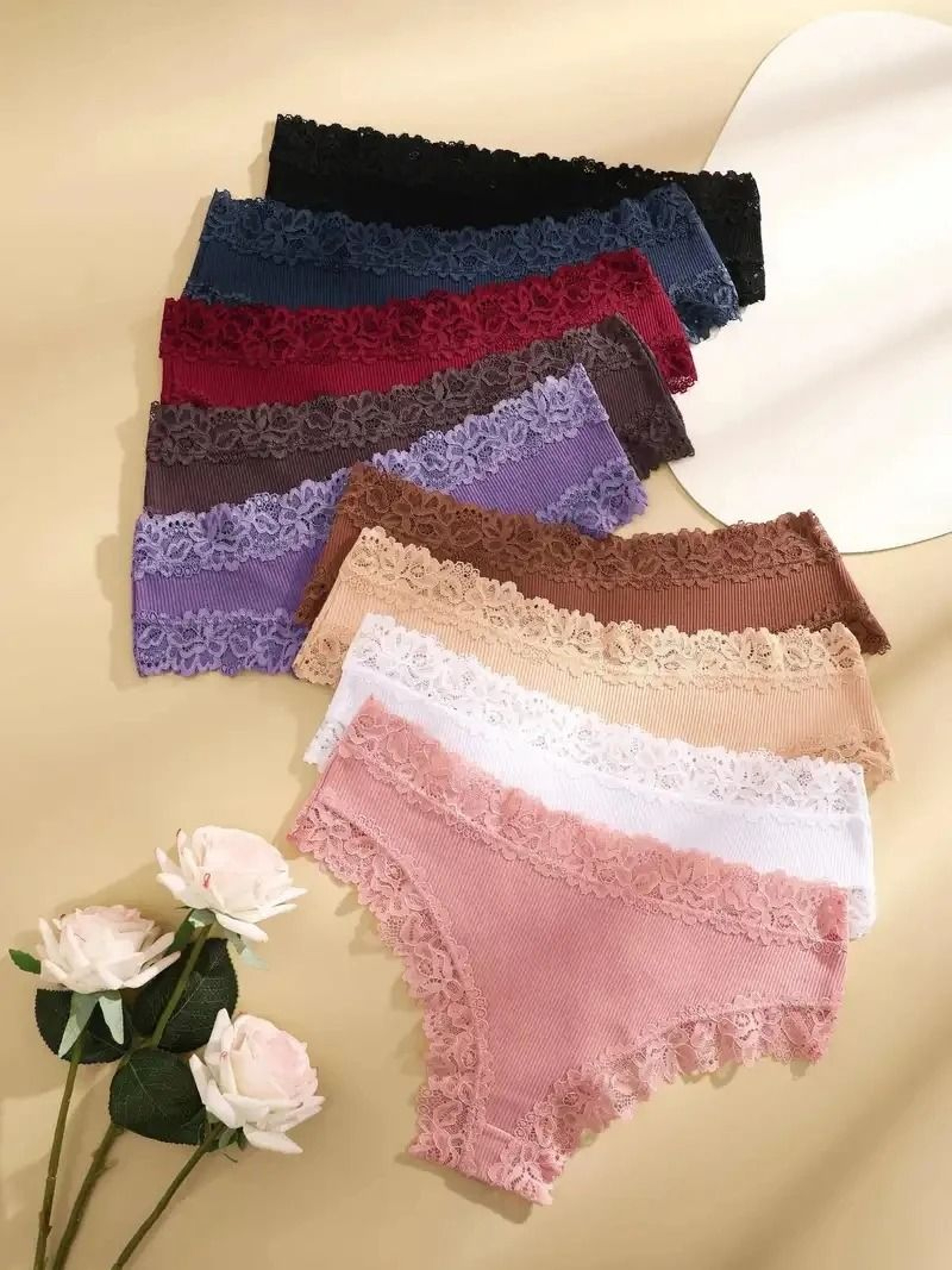 Cotton Floral Lace Patchwork Panties Set For Women 1