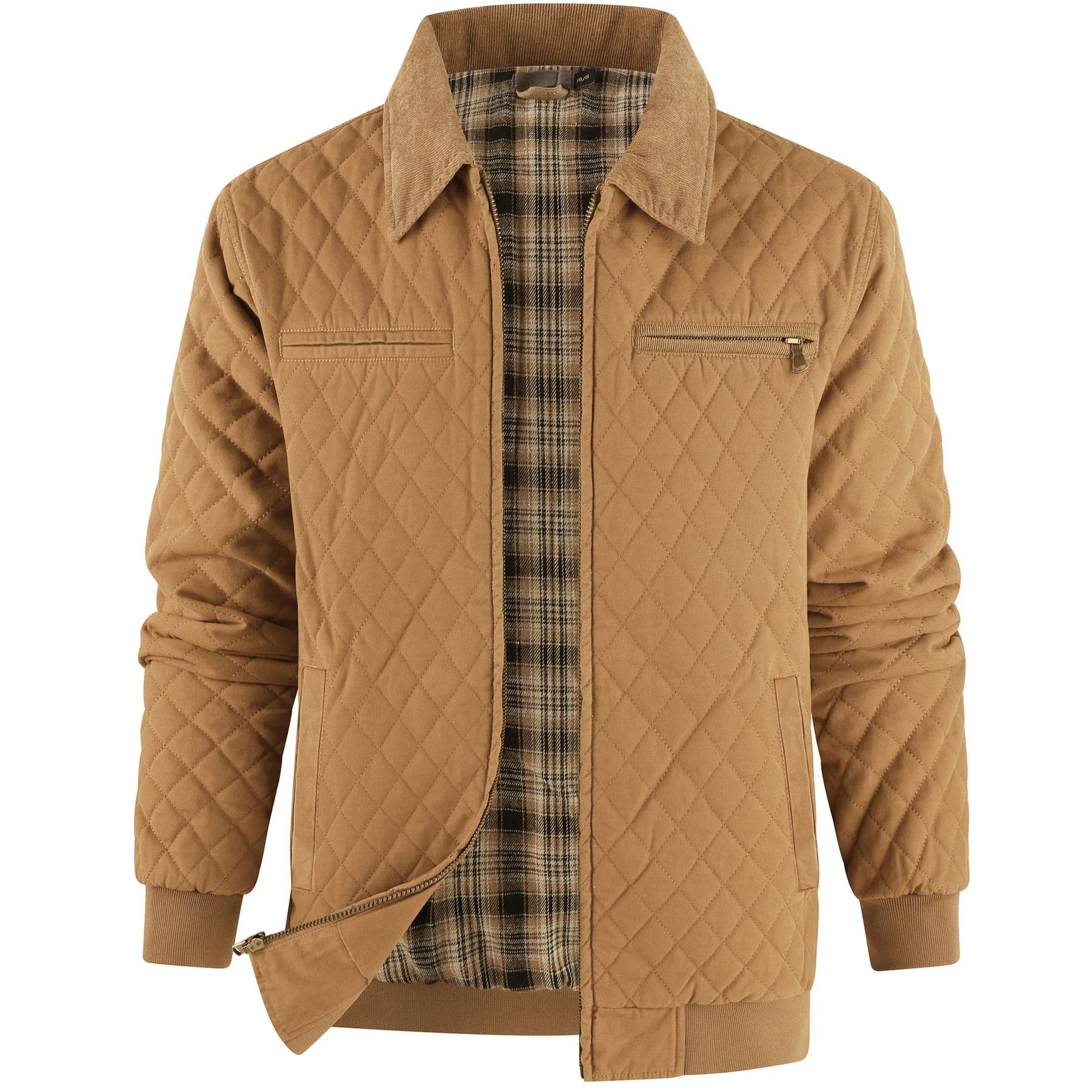 Men Winter Thick Cotton Zip Jacket With Warm Flannel Lining 0
