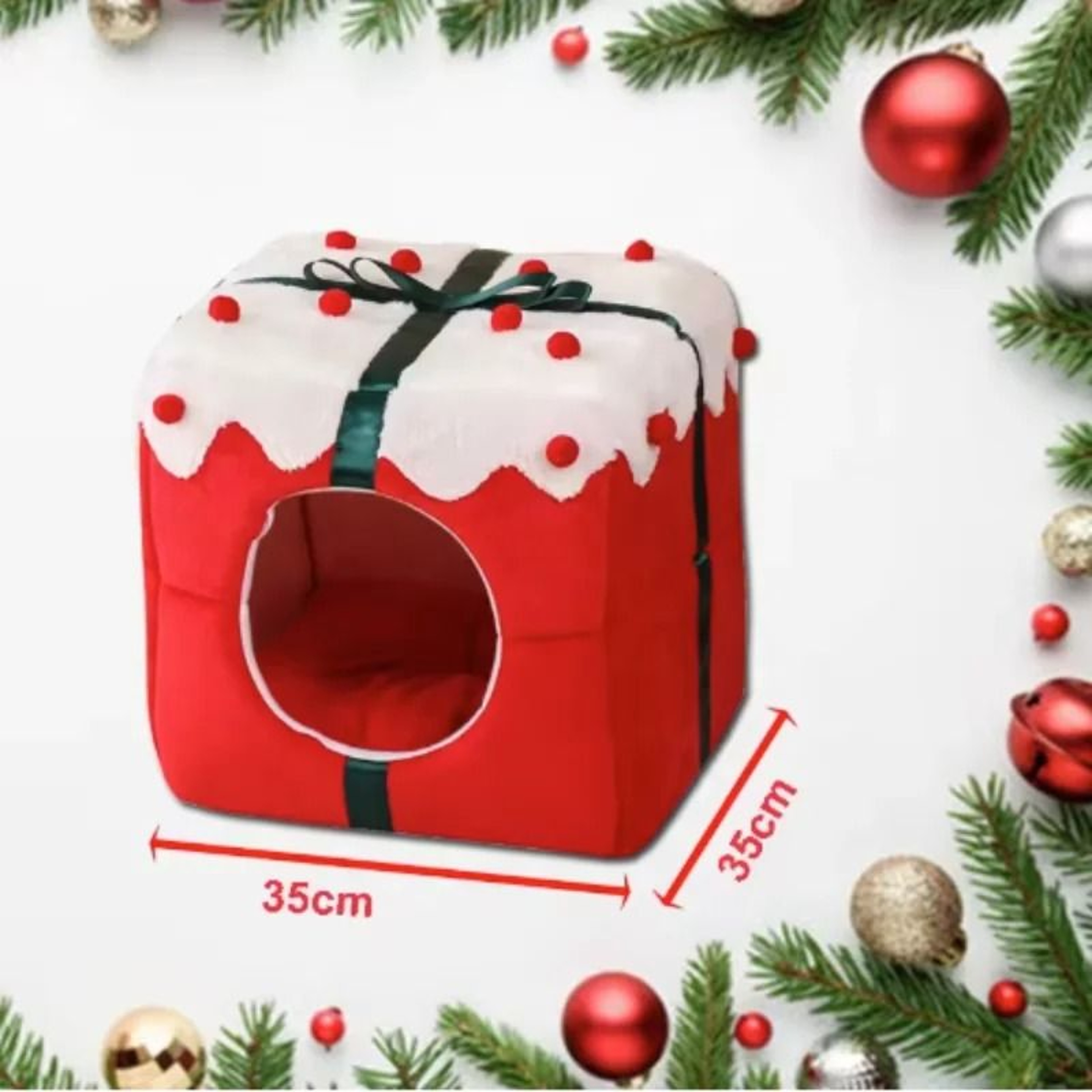 Christmas Pet Bed Cozy Winter Cat And Dog Sleeping House 5