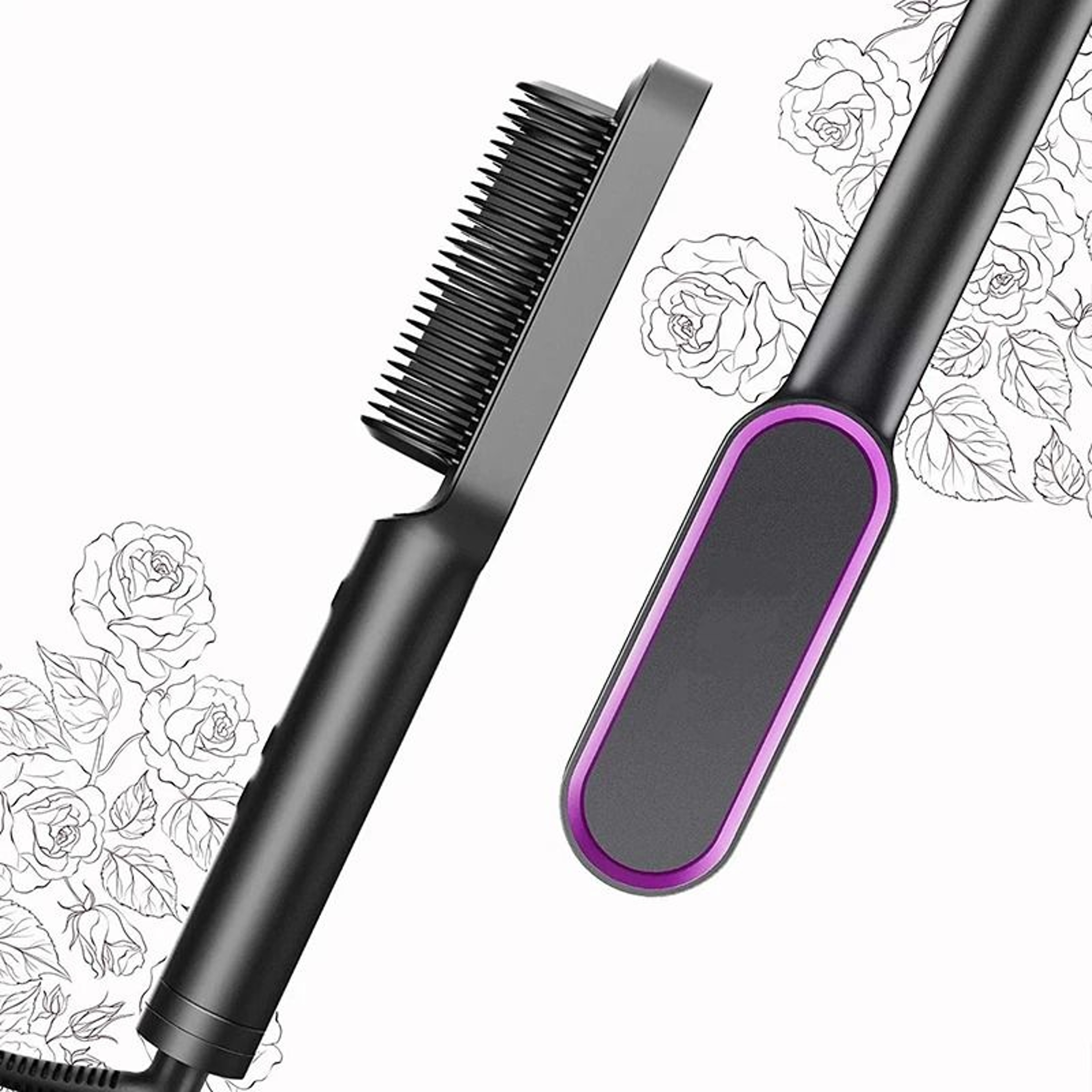 Electric Hair Straightener Brush Professional Fast Heating Ceramic Styling Brush 3
