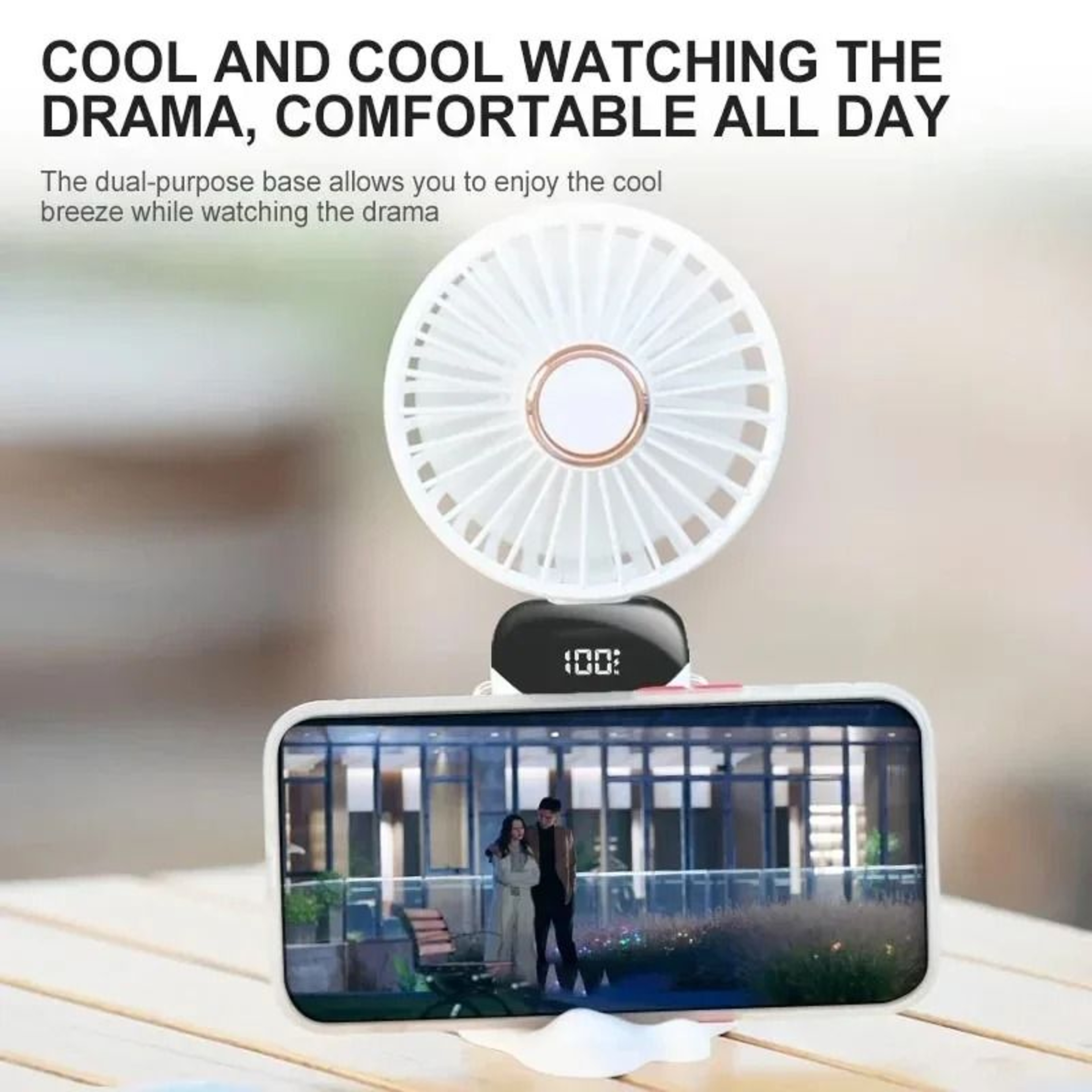 Handheld Mini Fan Foldable Portable Neck Hanging Rechargeable Fan With Display 2