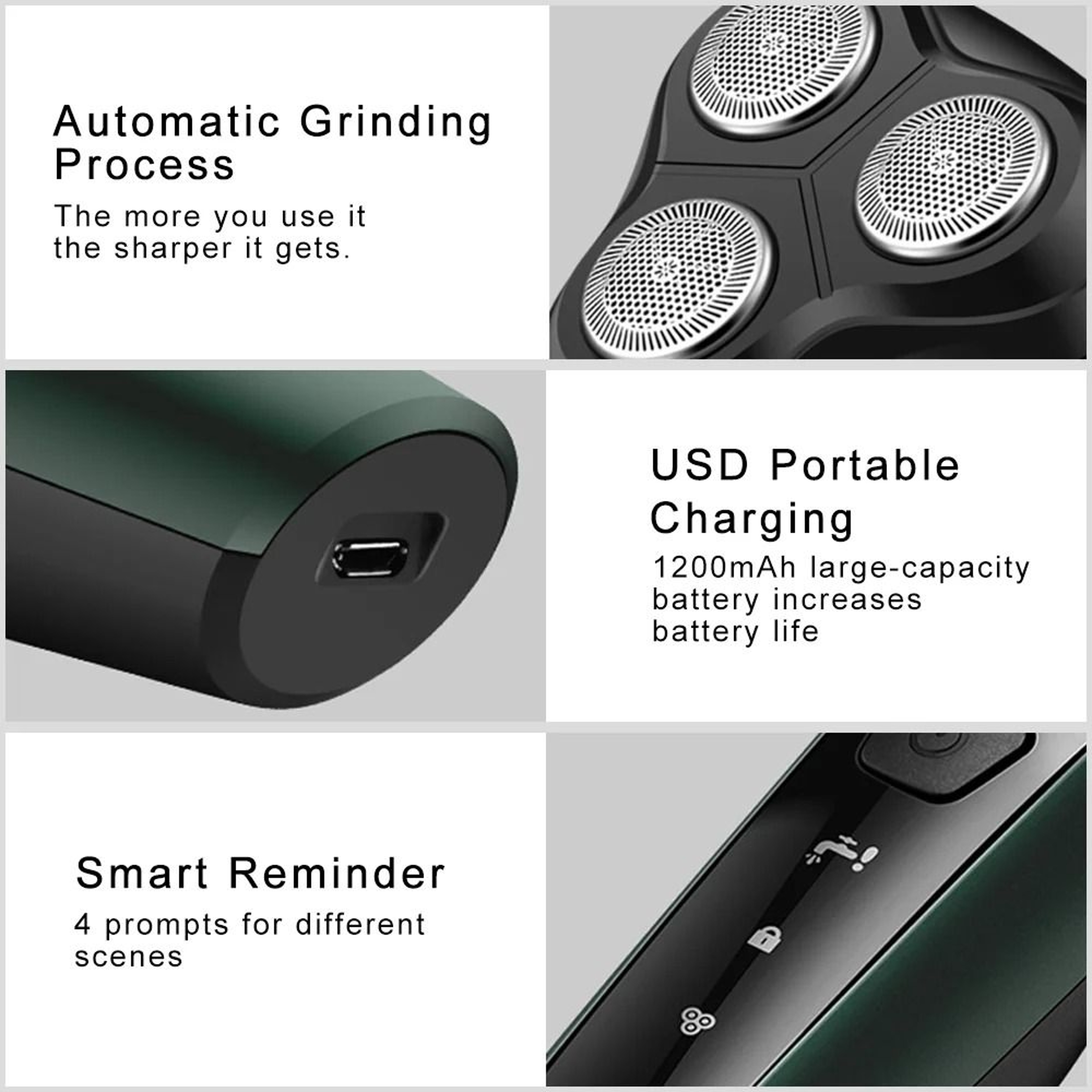 9D Electric Shaver Rechargeable USB High Power Beard Razor 3