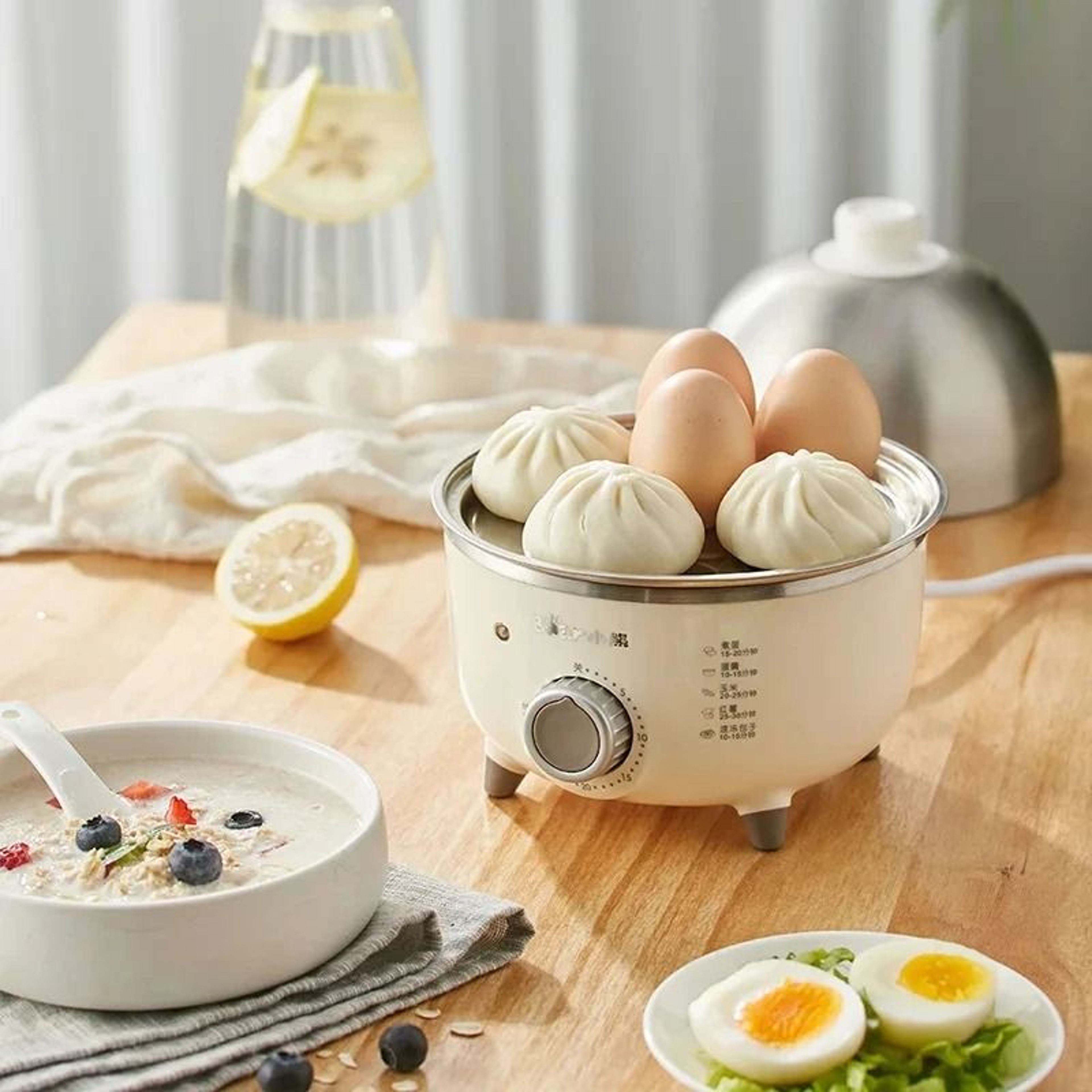 Electric Egg Boiler 360W Stainless Steel Automatic Breakfast Steamer With Timer 3