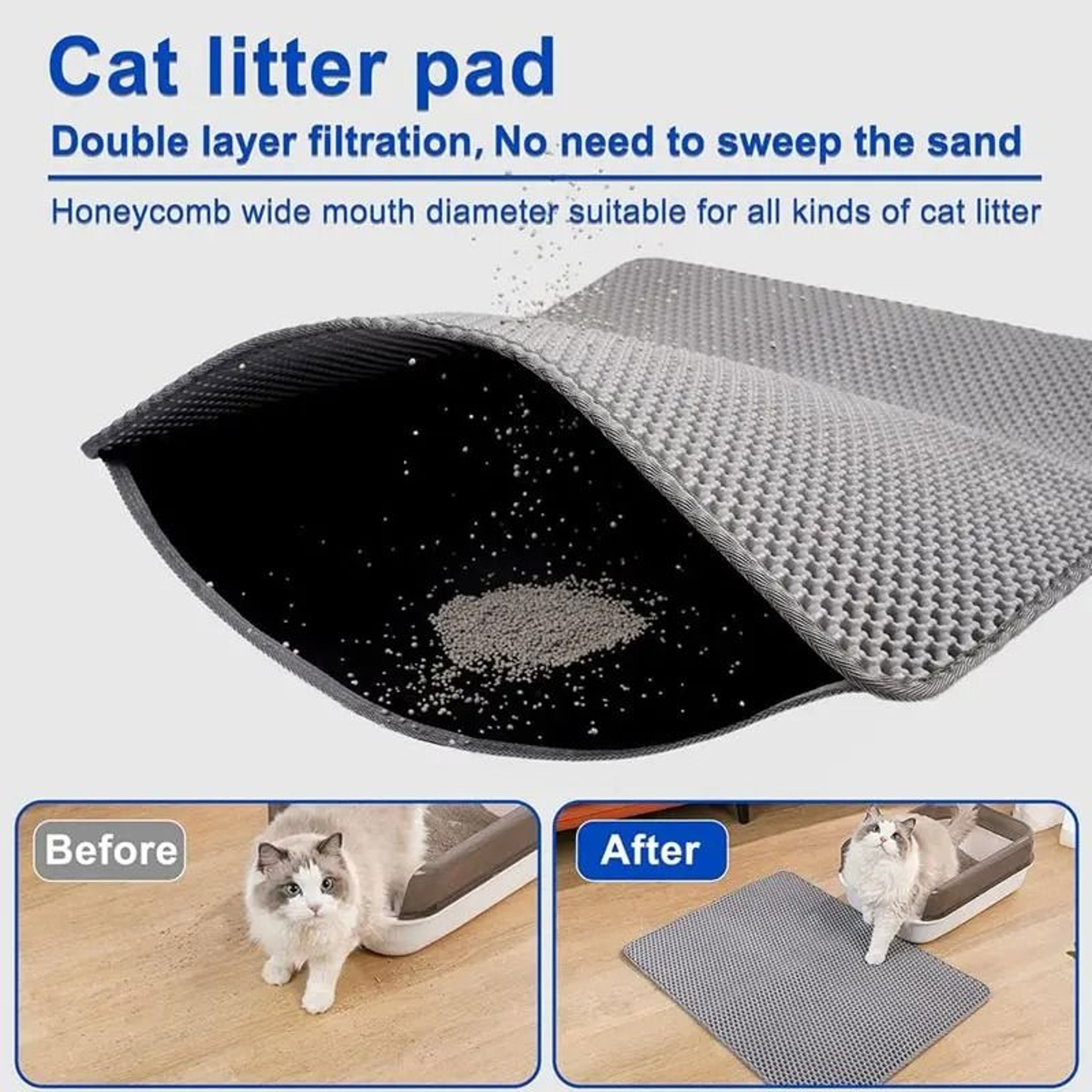 Pet Cat Litter Mat Double Layer Waterproof Litter Trapping Pad 3