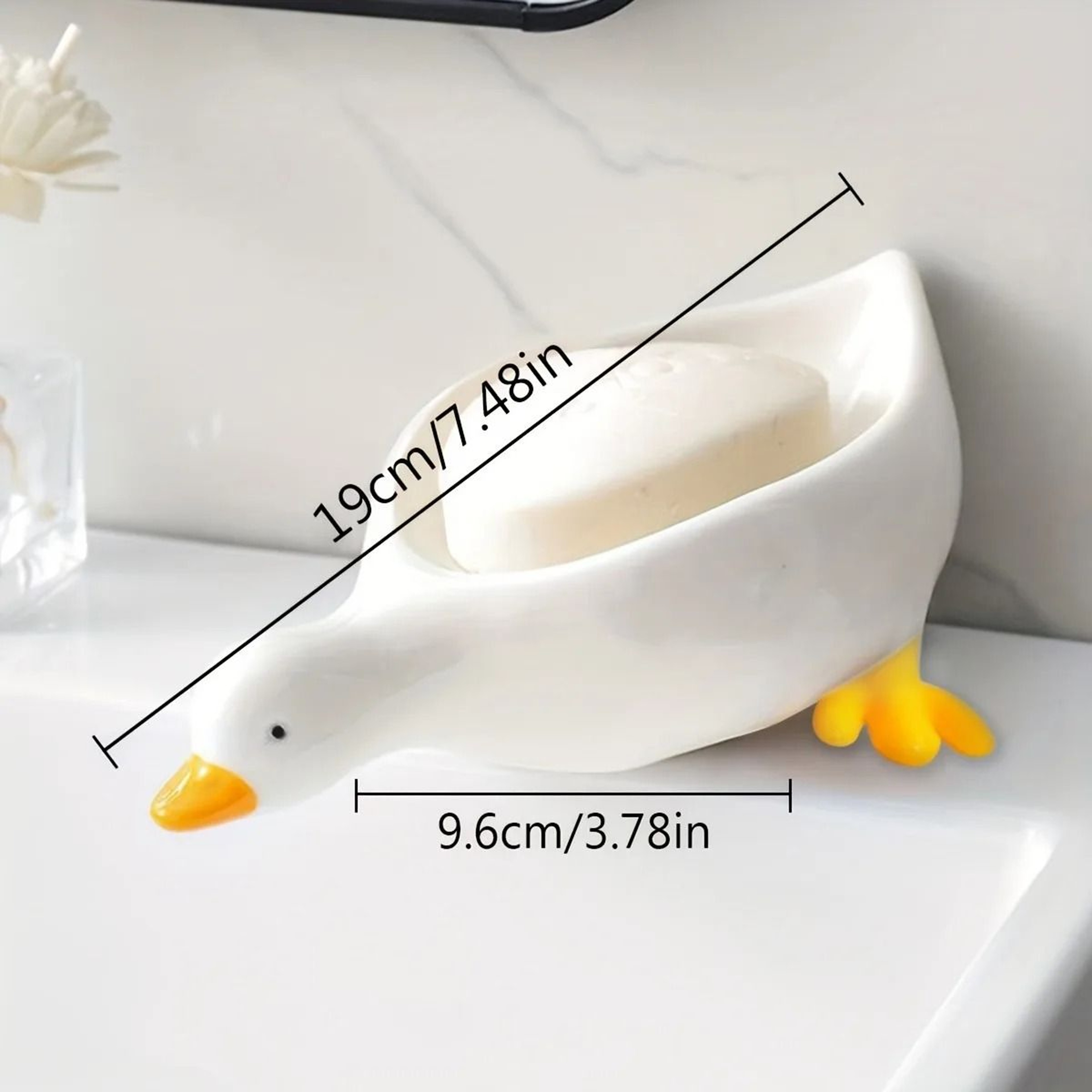 Cute Duck Shaped Soap Dish Self Draining Bathroom Holder 9