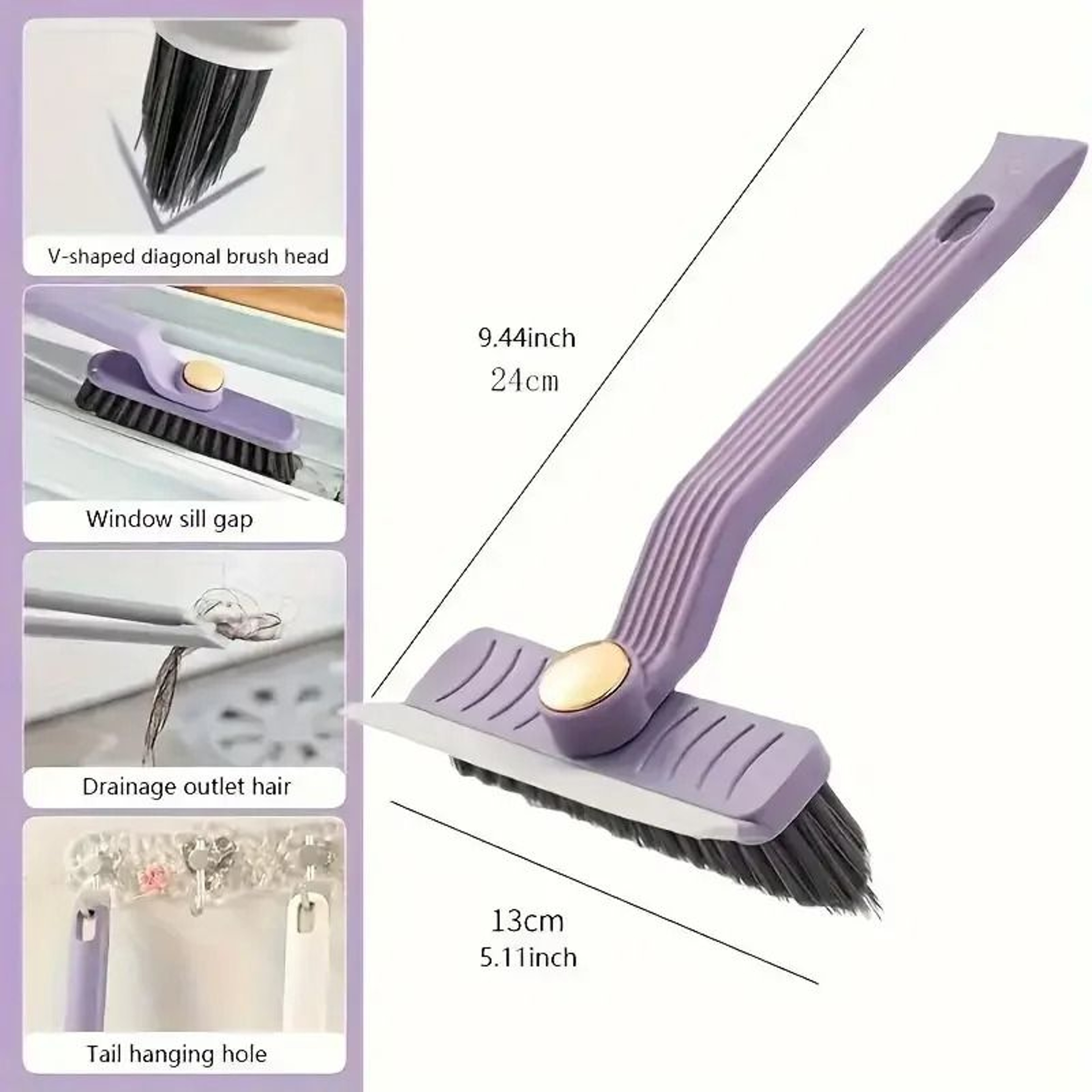 4 In 1 Rotating Hard Bristle Scrubber Multi Purpose Tile Cleaning Brush With Scraper Clip For Bathr 5