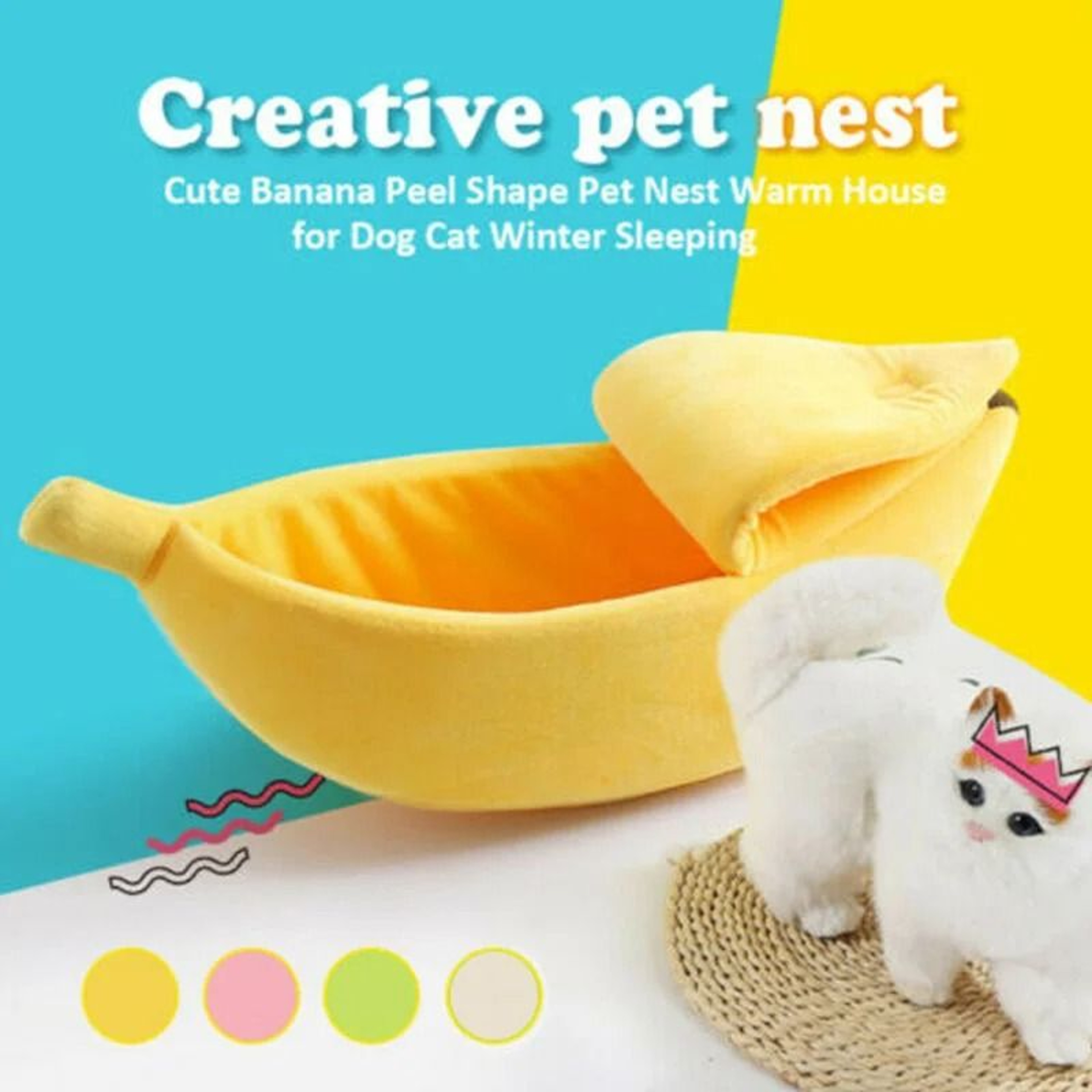 Banana Cat Bed House Cozy Pet Mat Warm Portable Cat And Dog Cushion Bed 1