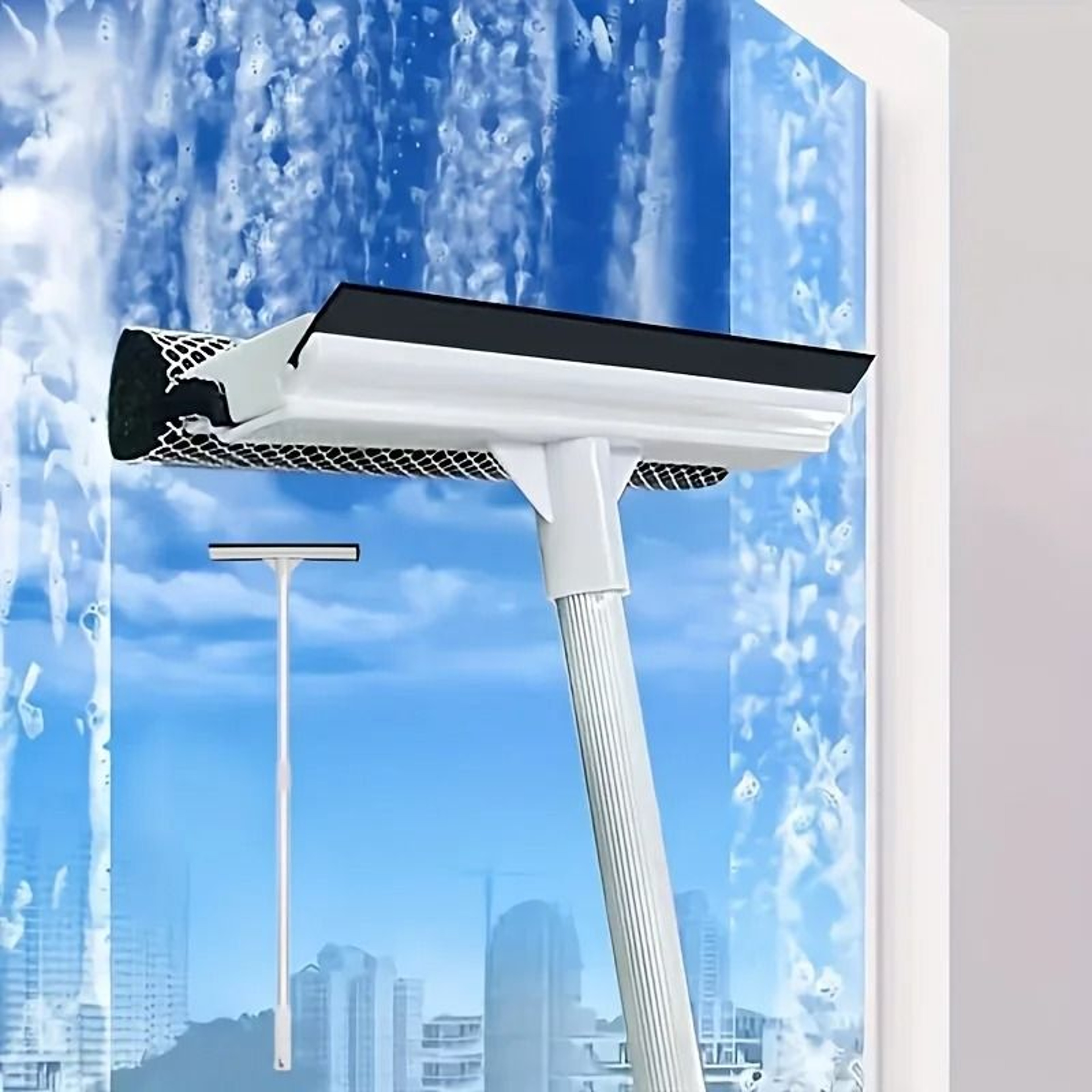Squeegee Window Cleaner Retractable Pole Glass Cleaning Tool 0