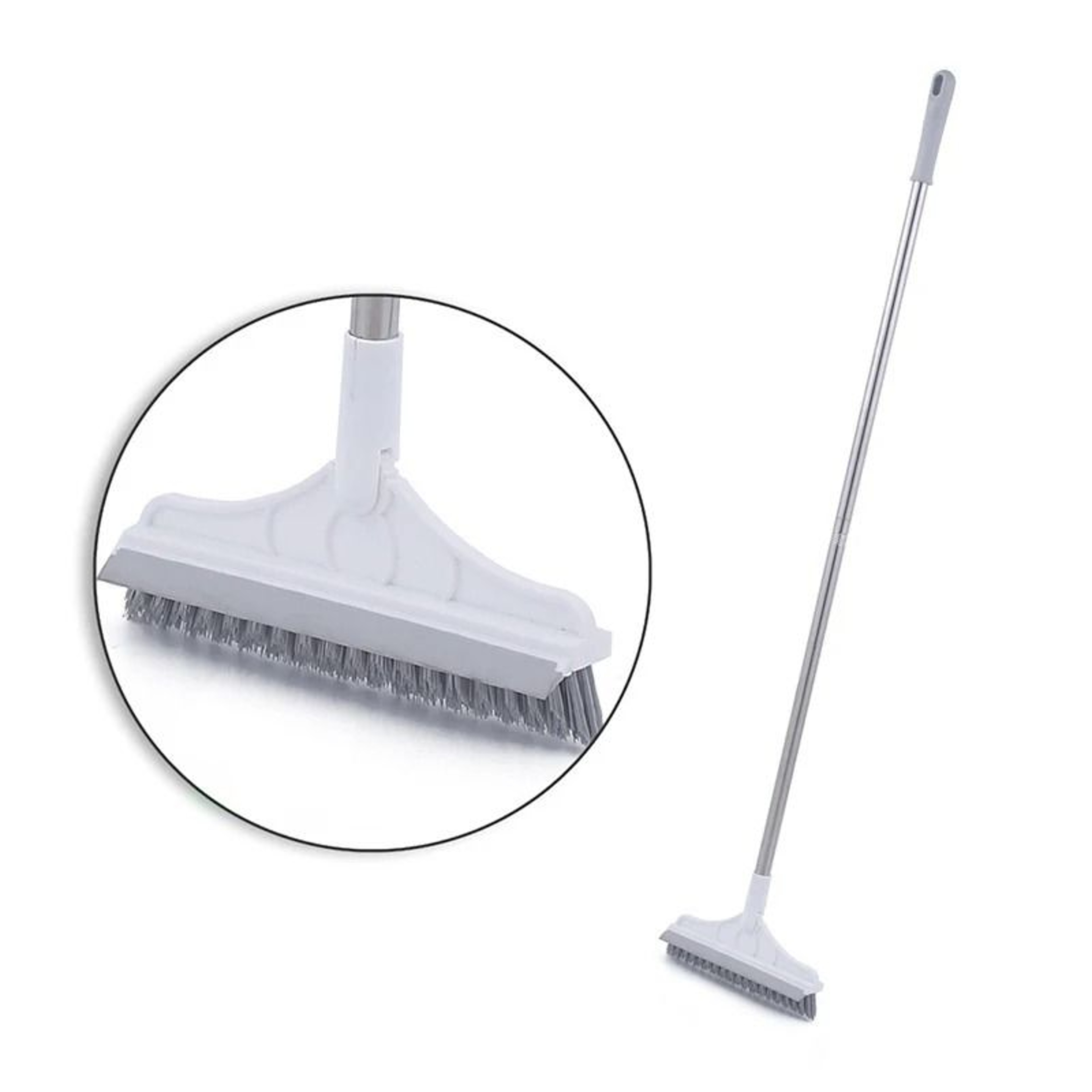 Rotating Floor Scrub Brush Long Handle Stiff Bristle Squeegee Mop 7