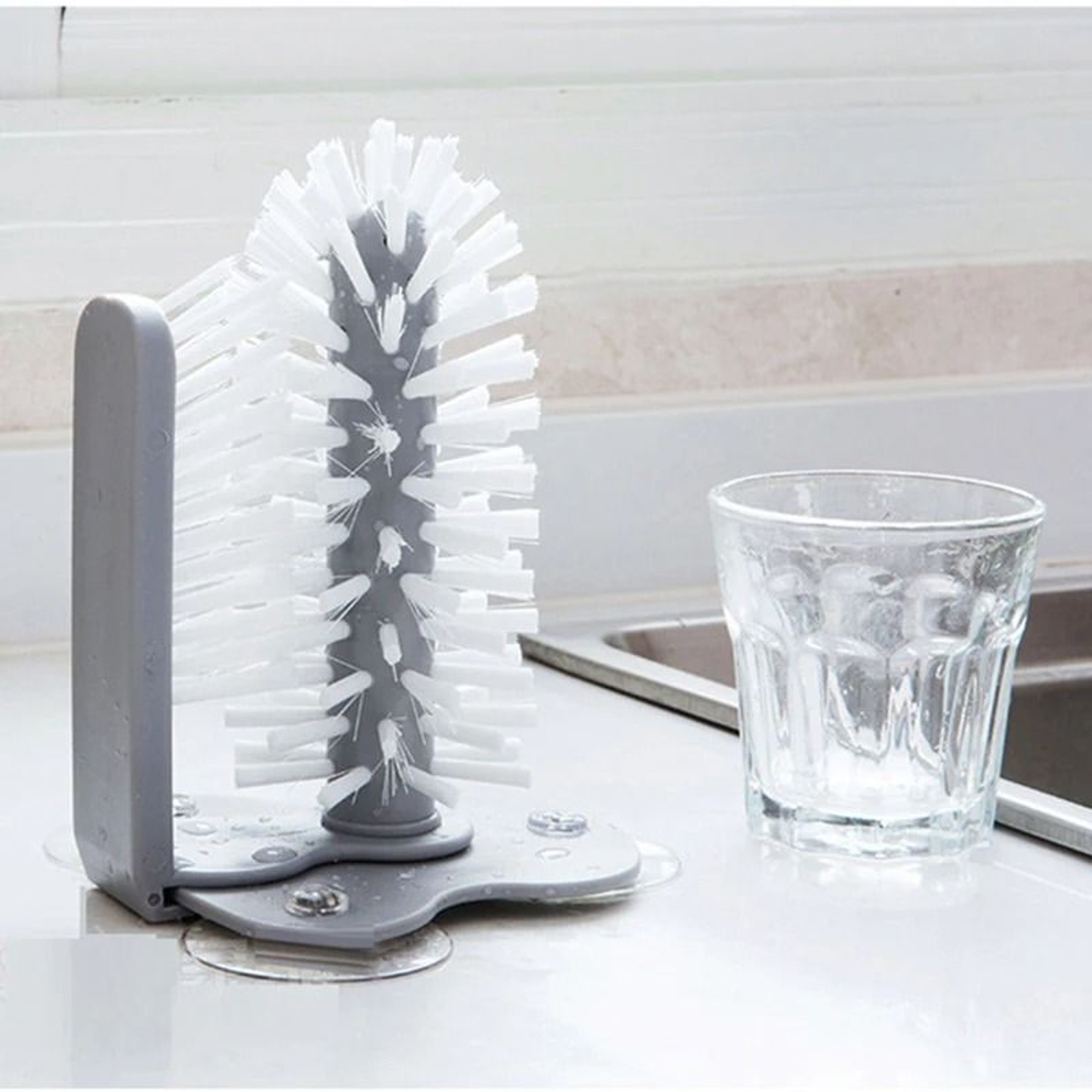 Cup Scrubber Glass Cleaner Suction Base Bottle Cleaning Brush 2