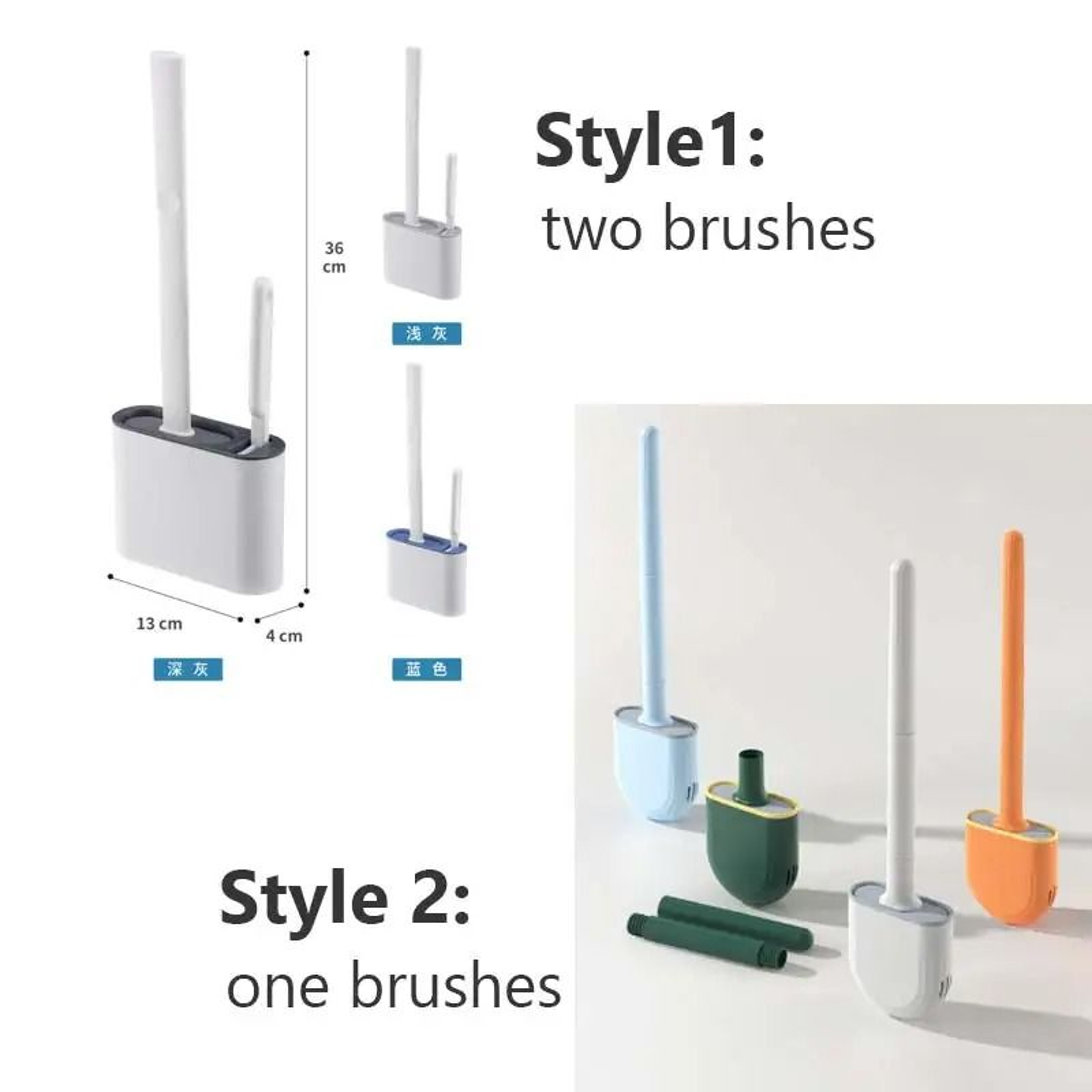 Wall Hanging Toilet Brush With Holder Long Handled Silicone Cleaning Brush 4