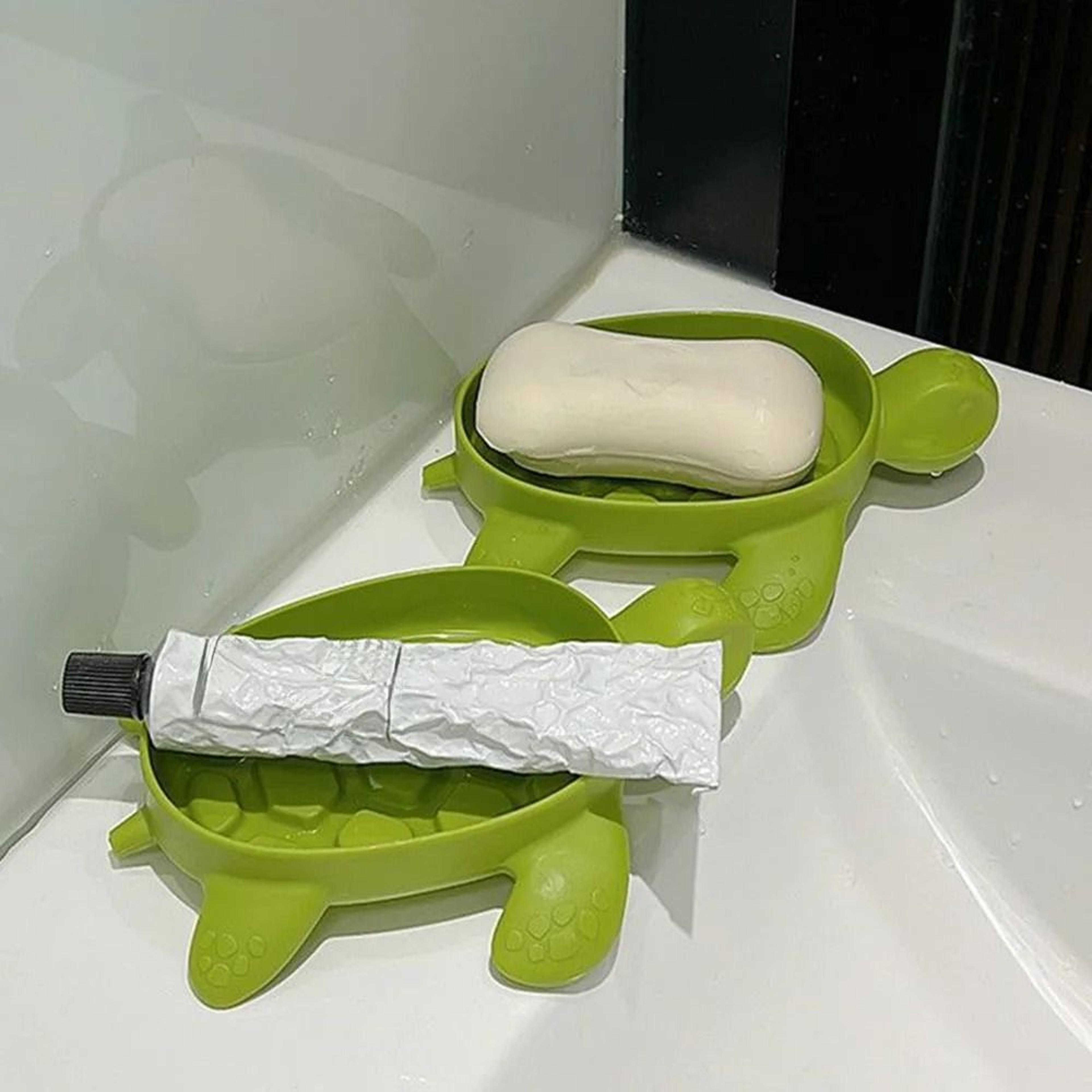 Turtle Shaped Soap Dish Ventilated Bathroom Organizer With Drain Holes 2