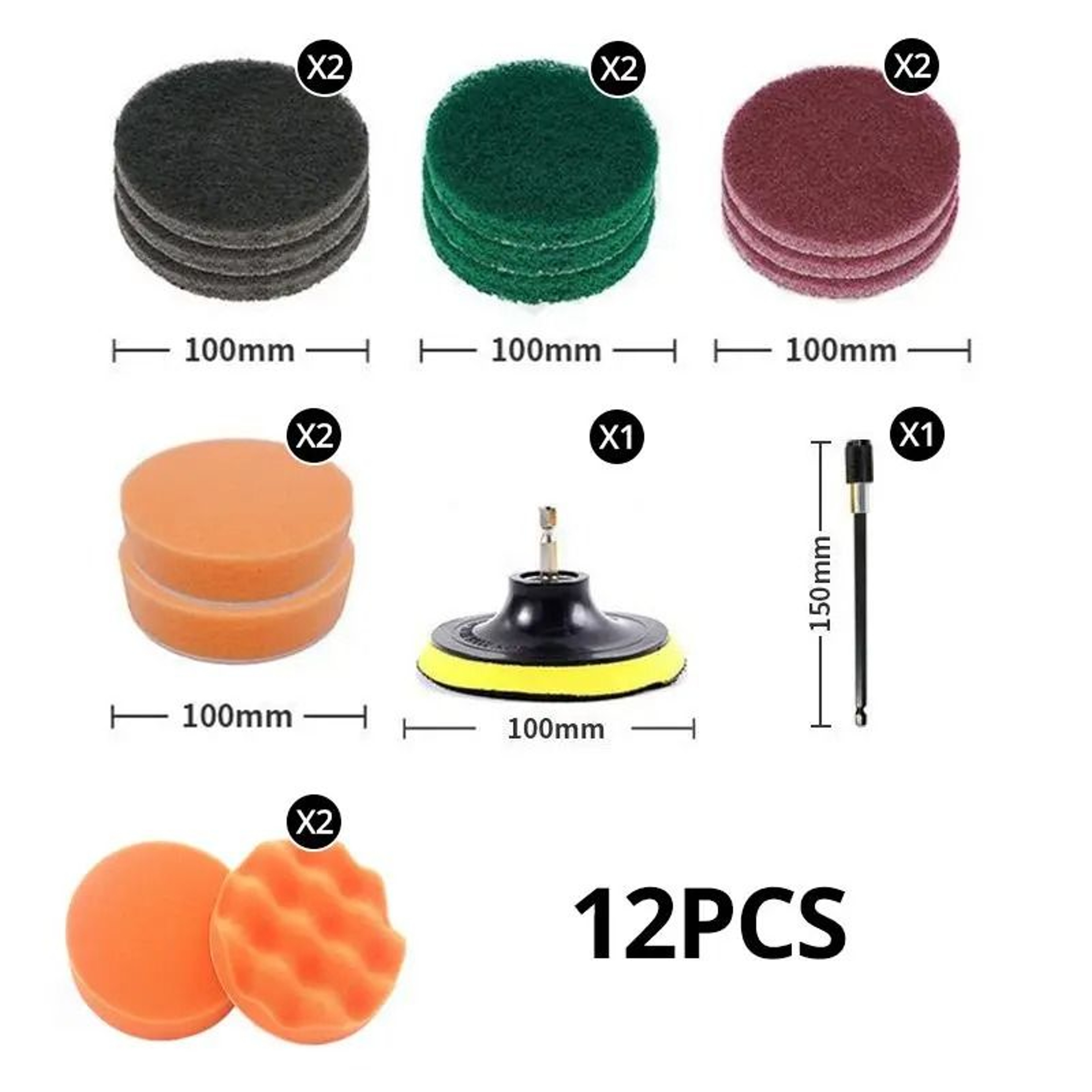 Drill Brush Attachment Set Power Cleaning Scrub Brush And Sponge Kit 5