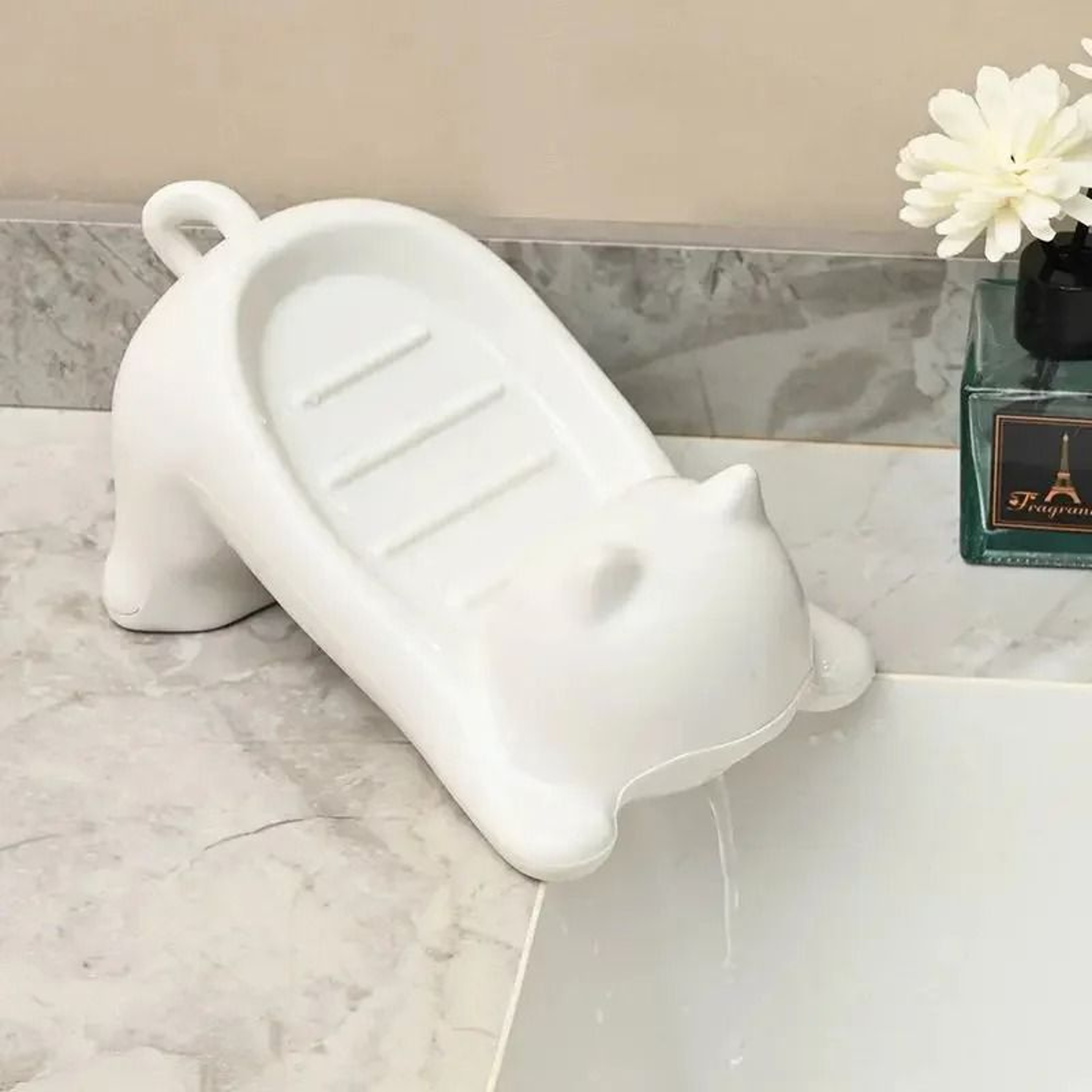 Cute Cartoon Cat Soap Dish With Drainage Plastic Holder 2
