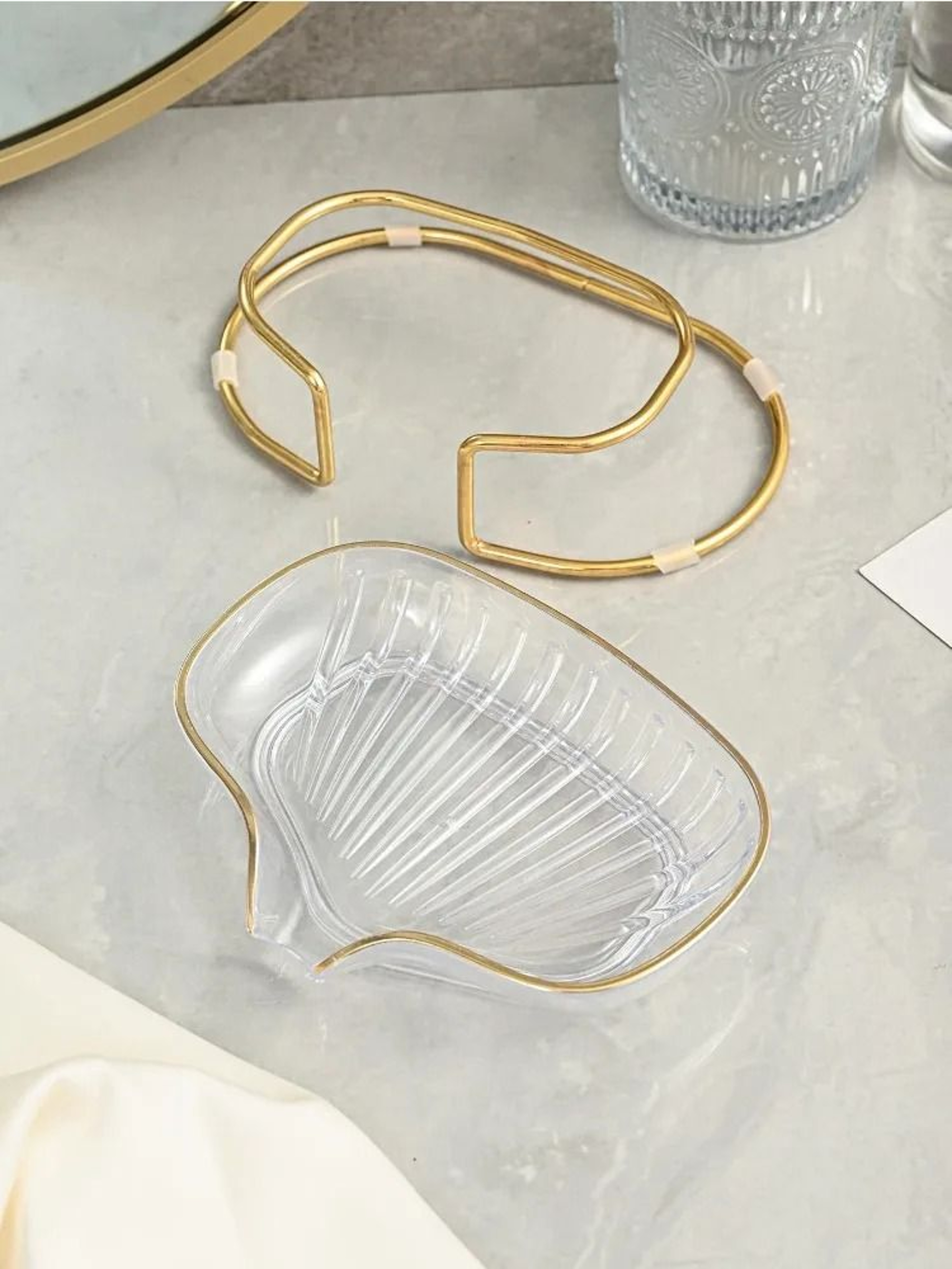 Bathroom Soap Dish Luxury Shower Soap Holder With Drain Water Storage Tray 4