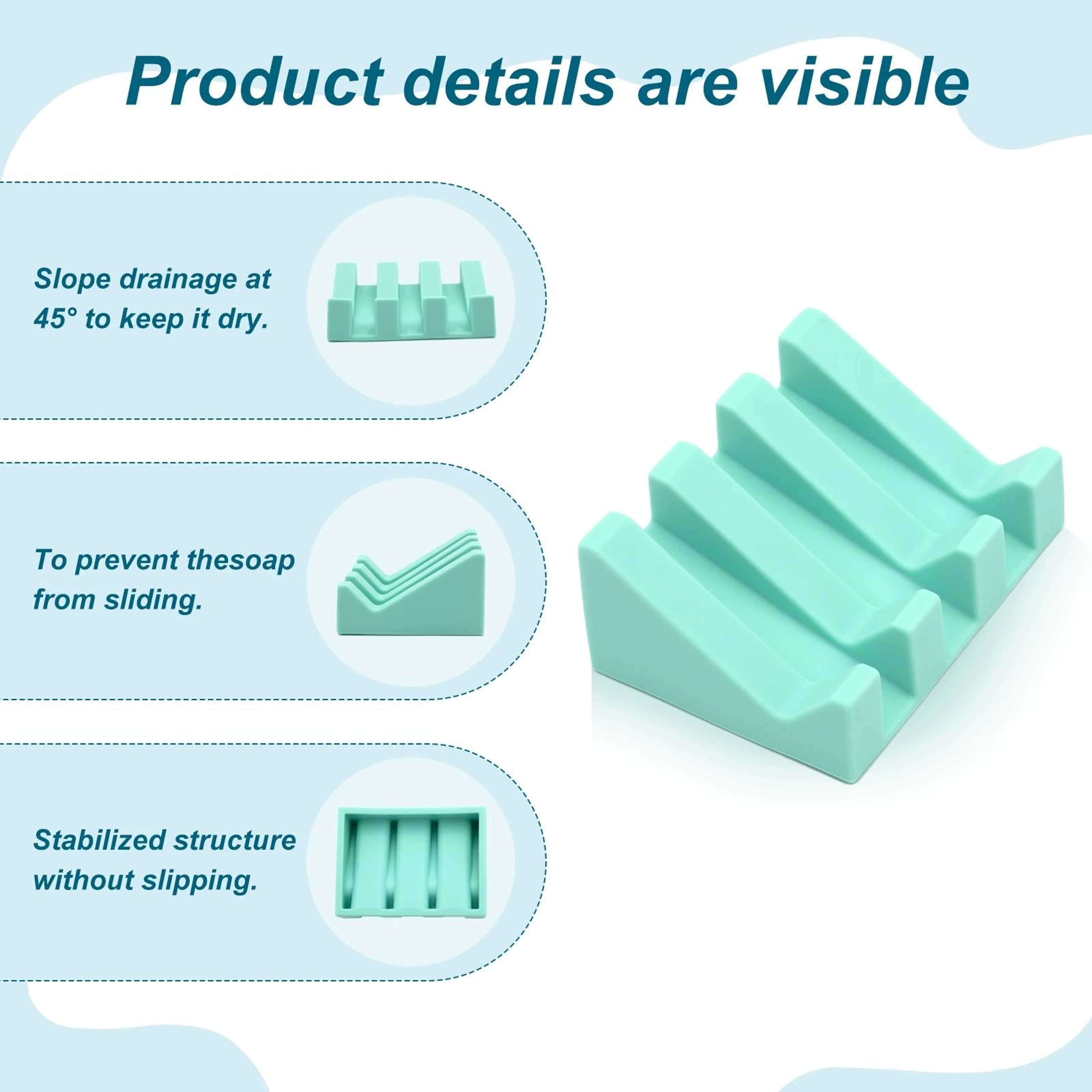 Silicone Drainage Soapdish Automatic Draining Bathroom Soap Rack 1