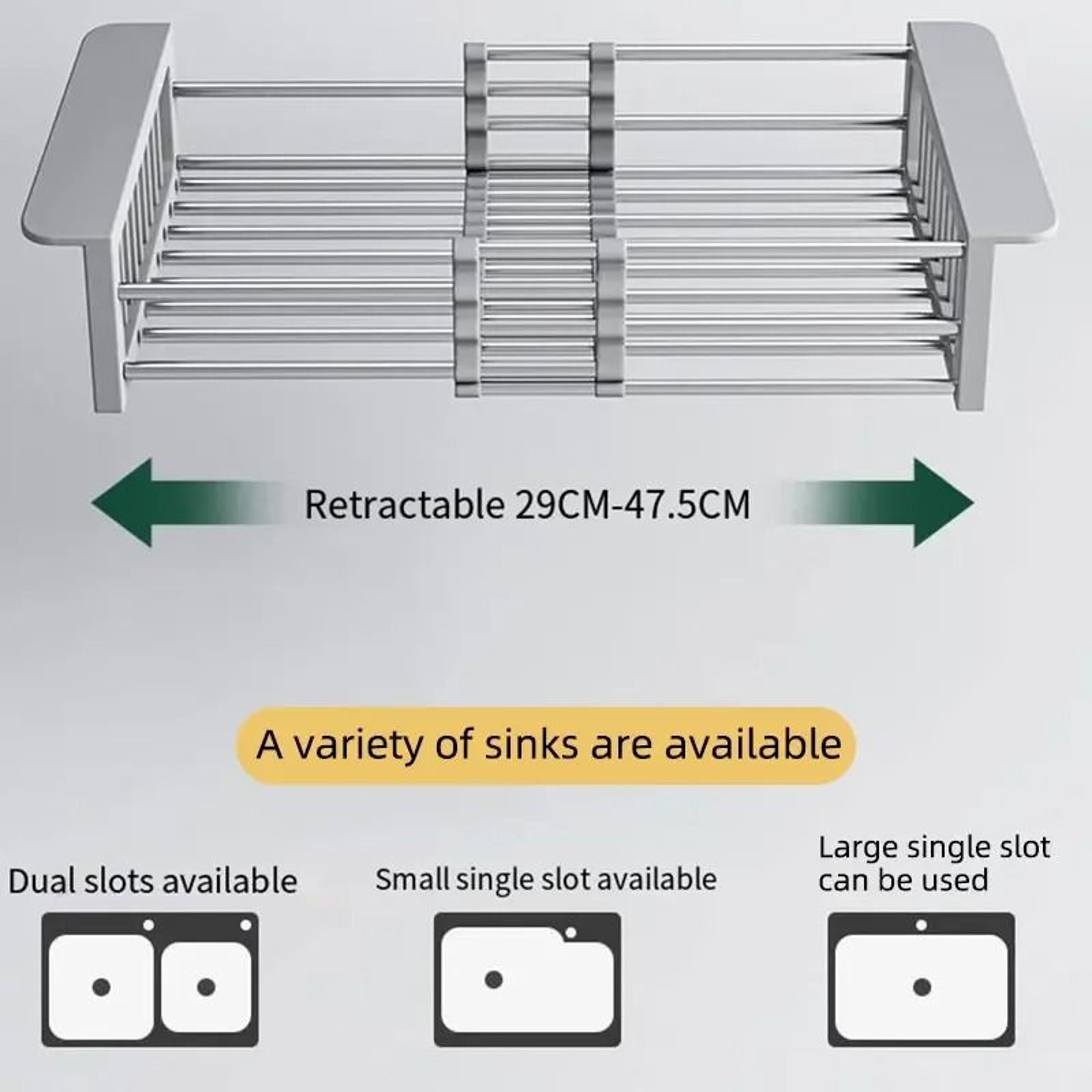 Folding Kitchen Sink Drain Rack Stainless Steel Dish Drain Basket Space Saving Sink Organizer 1