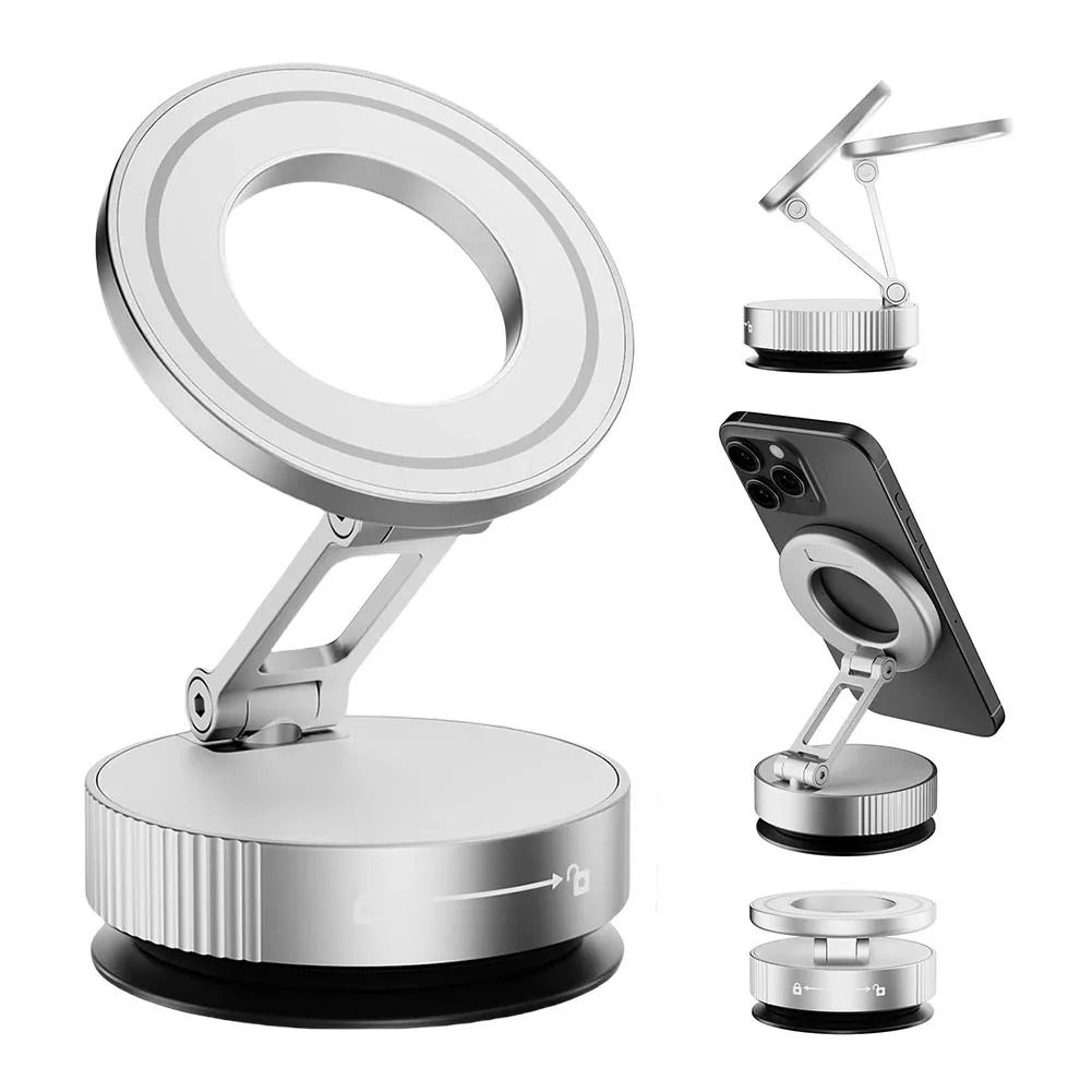 Super Strong N52 Magnetic Phone Holder With 360 Degree Rotation And Foldable Vacuum Suction Mount 8