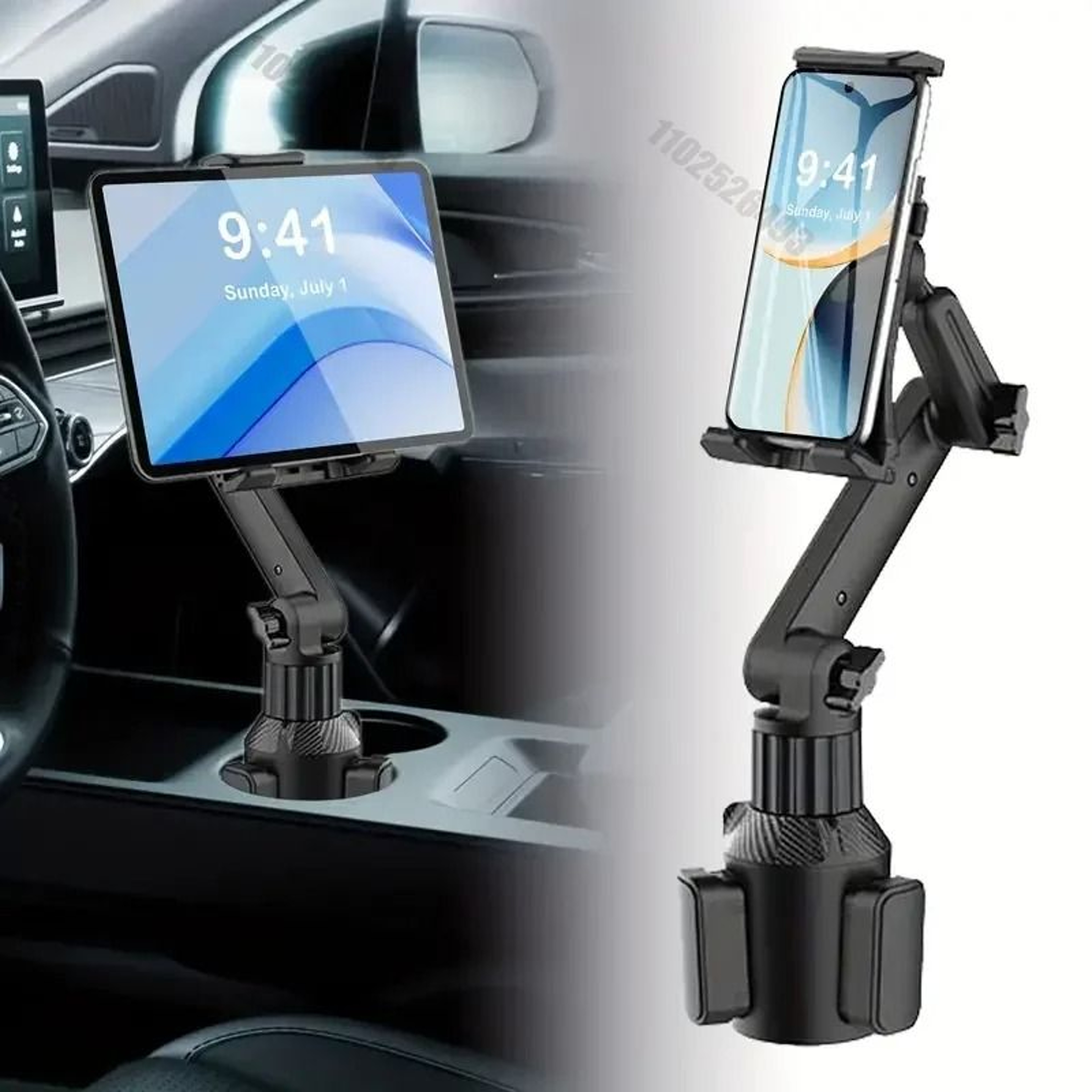 Car Cup Holder Tablet And Phone Mount With Heavy Duty Adjustable Base And 360 Degree Rotation 0