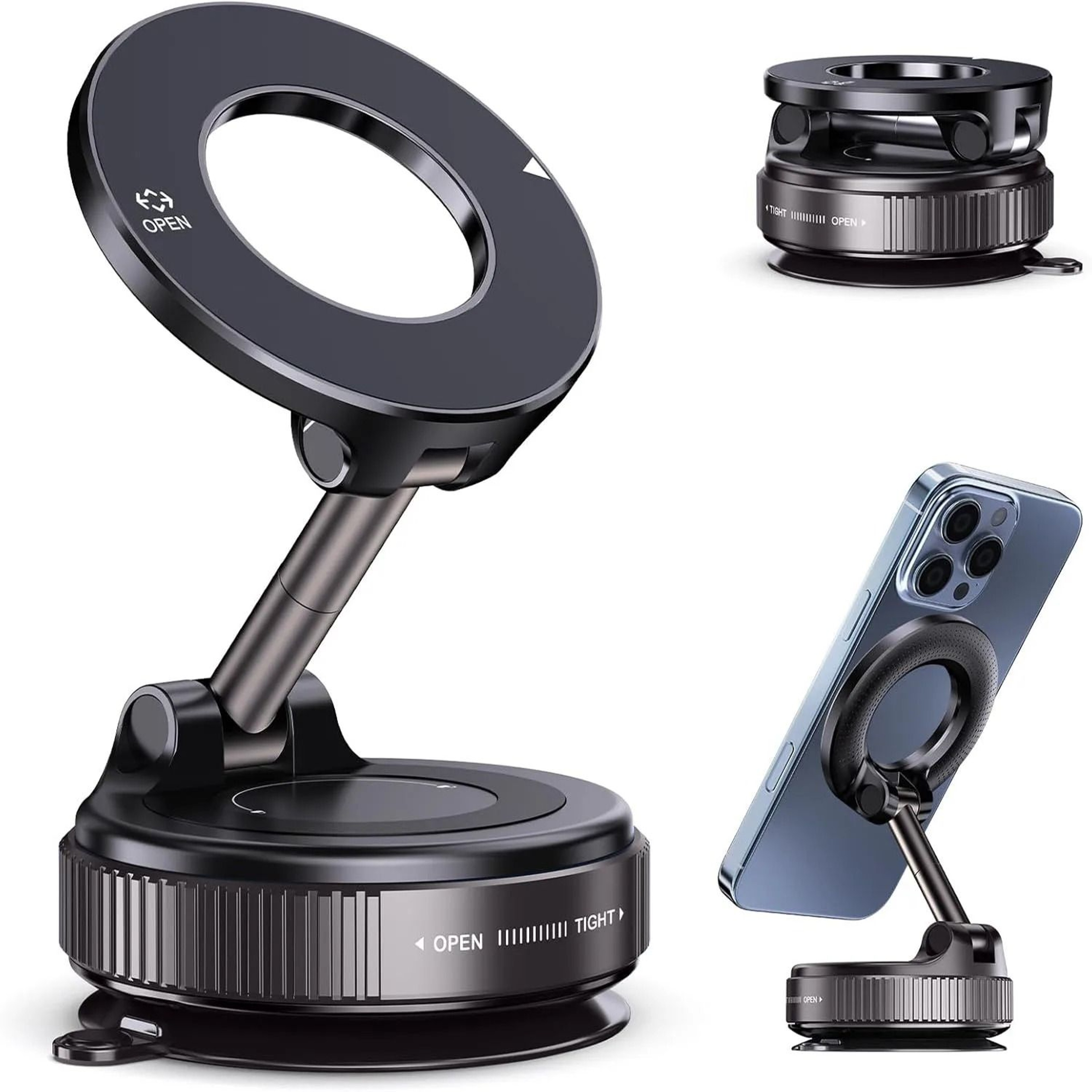 Magnetic Suction Cup Phone Mount With Foldable Design And 360 Degree Rotation For Hands Free Use In 8
