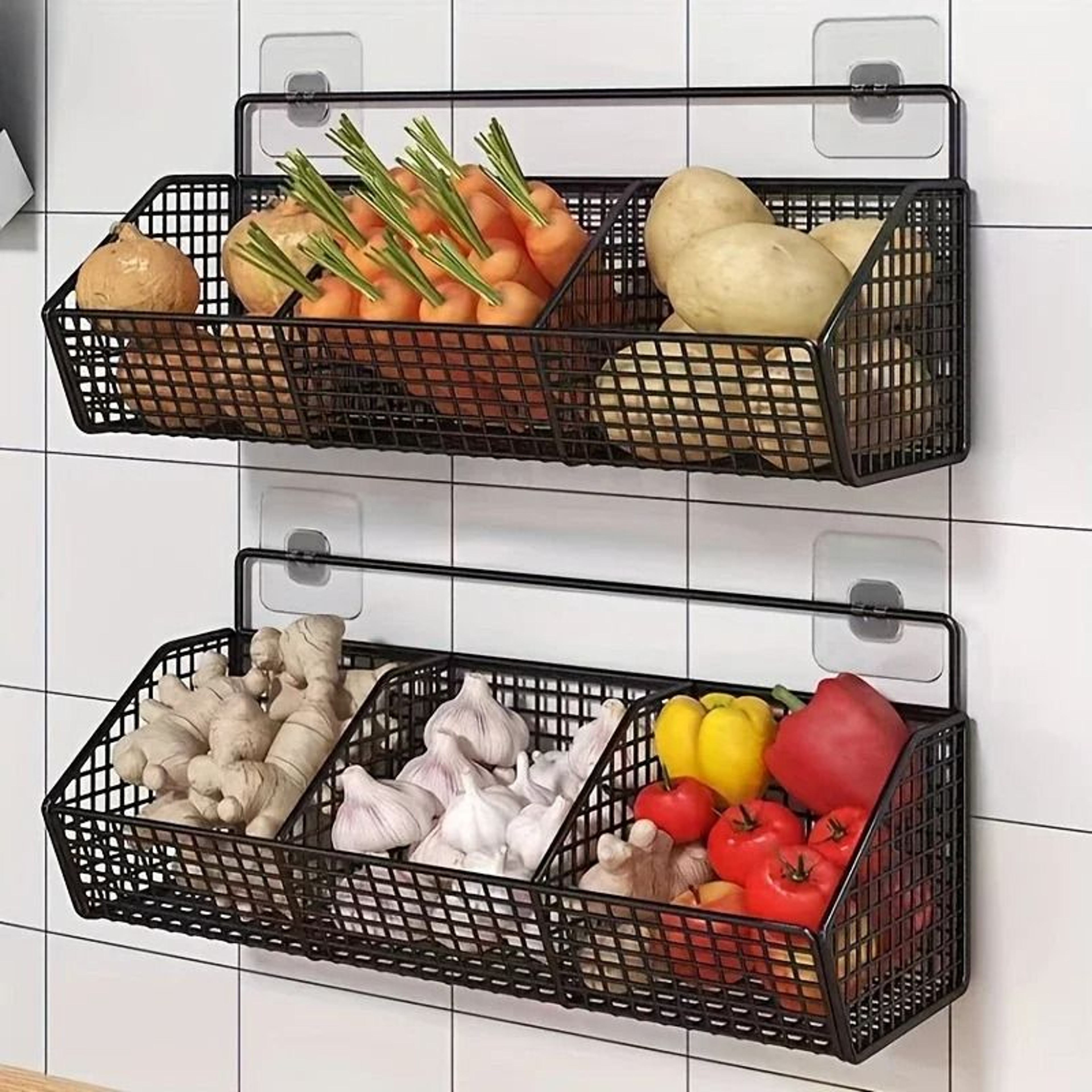 Wall Mounted Kitchen Storage Basket For Vegetables And Fruits 0