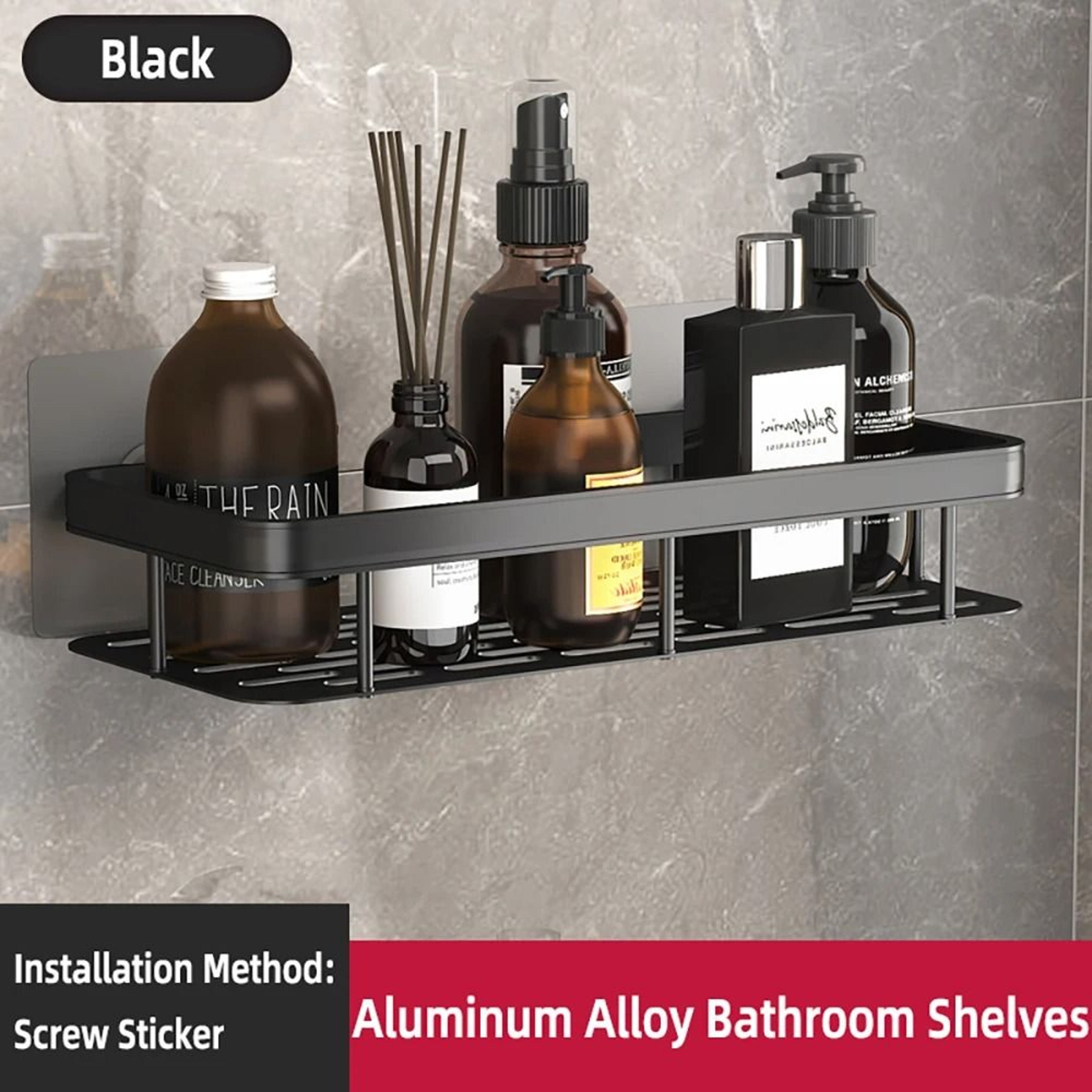 Bathroom Shelf Wall Mounted Towel Rack And Shower Storage Organizer 12