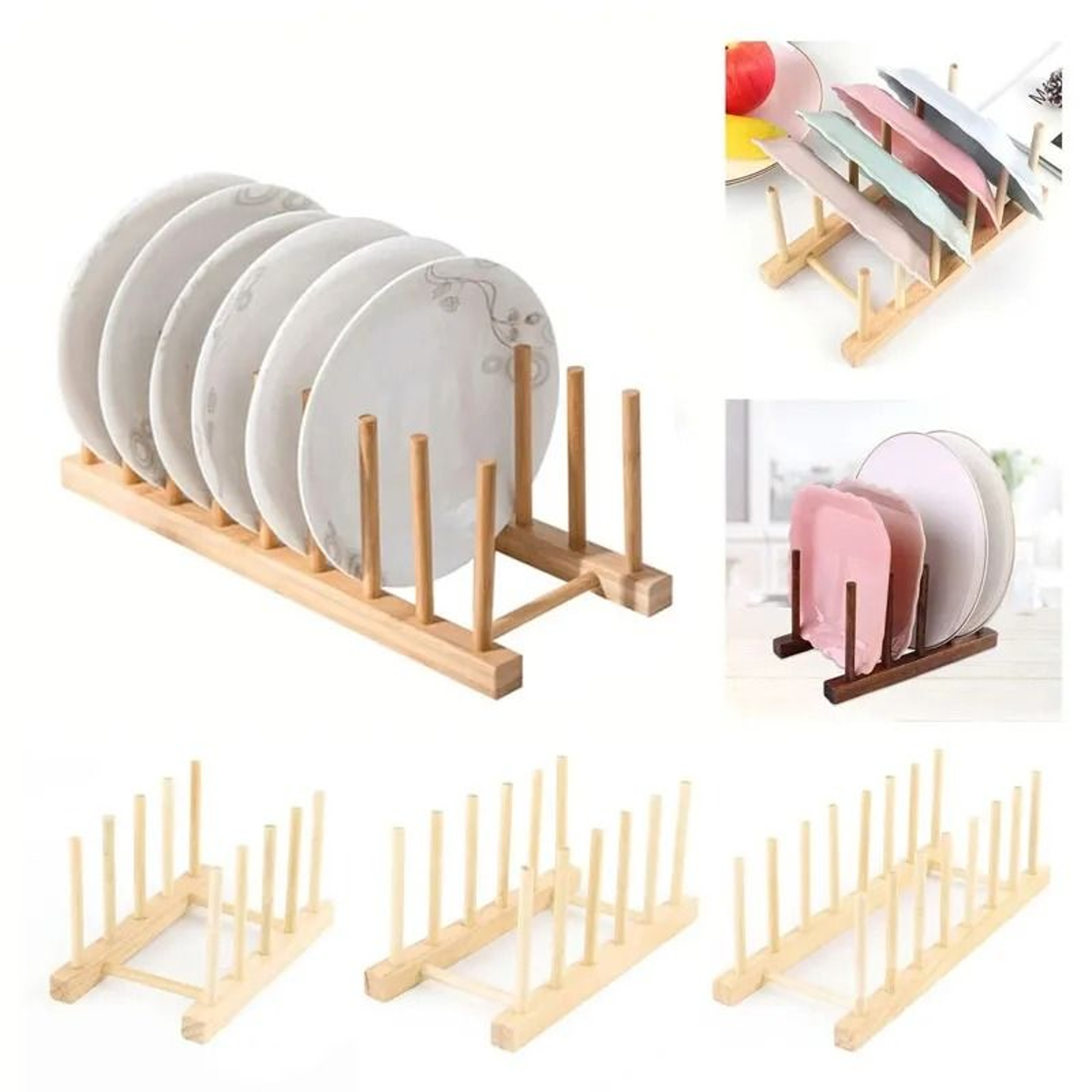 Wooden Kitchen Dish Drying Rack Storage Shelf Organizer 2