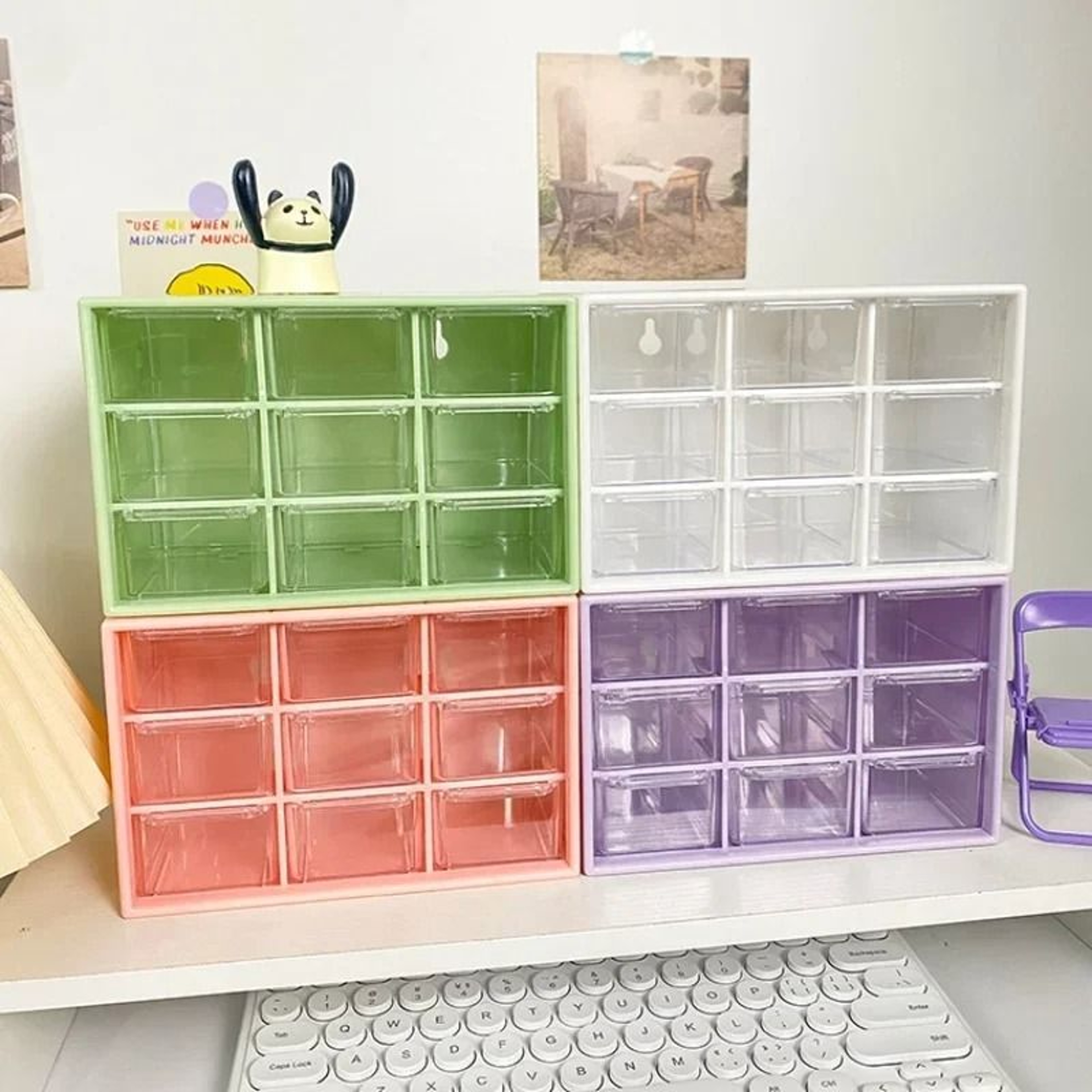 Desktop 9 Grid Storage Box Organizer With Transparent Drawers For Desk And Home 0