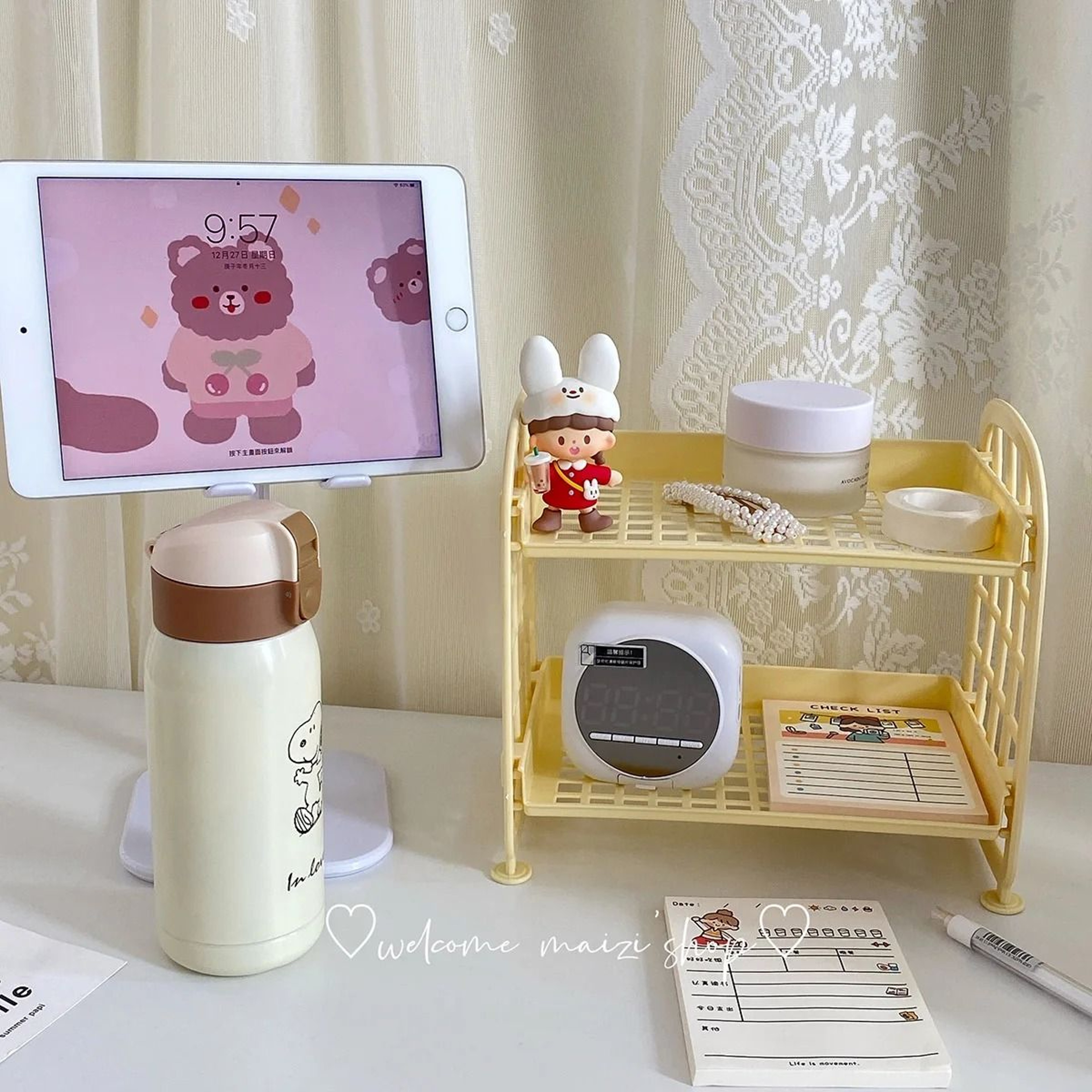 Cute Room Storage Organizer Two Layer Desktop Storage Rack 3