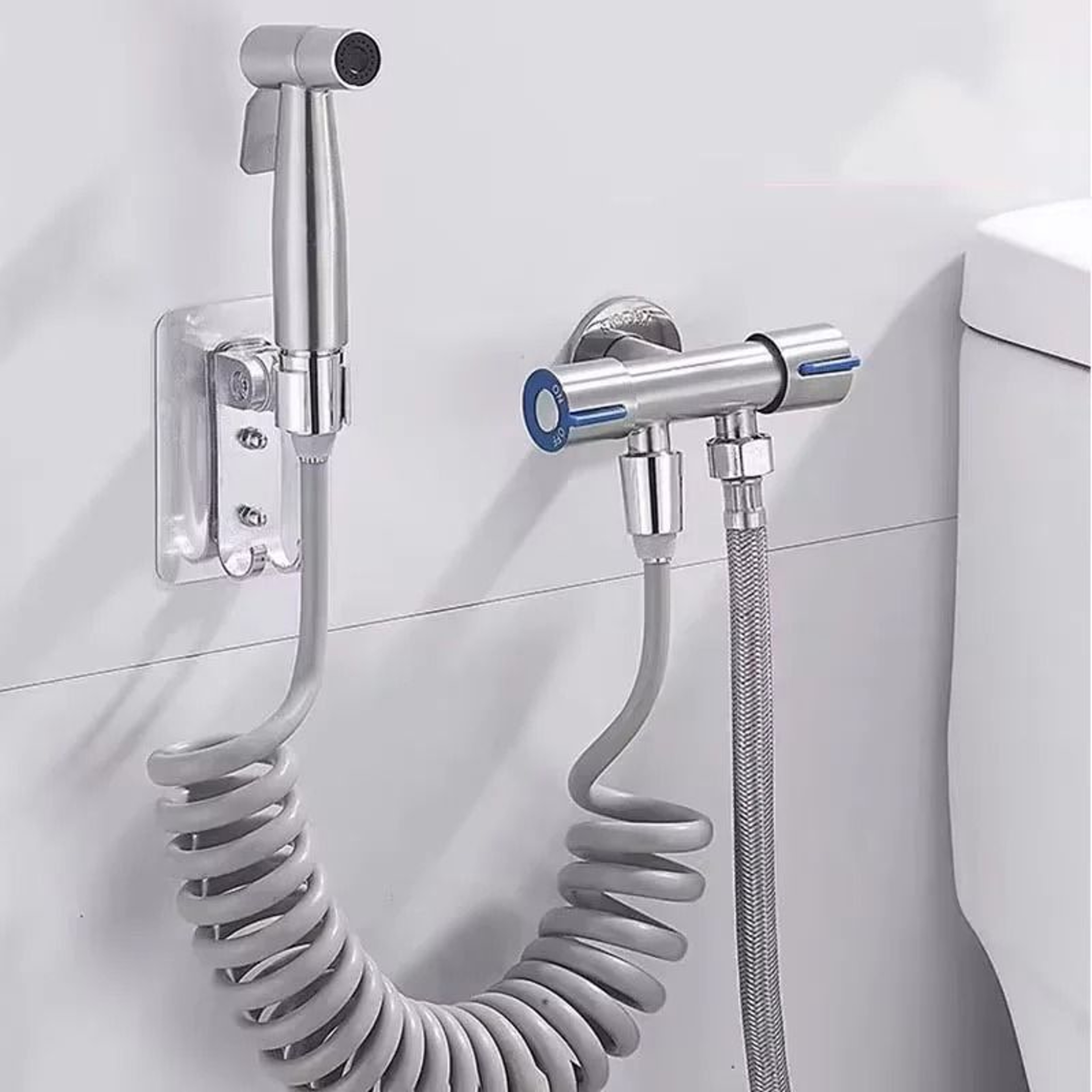 Bathroom Handheld Toilet Spray Set With Double Outlet Corner Valve 1