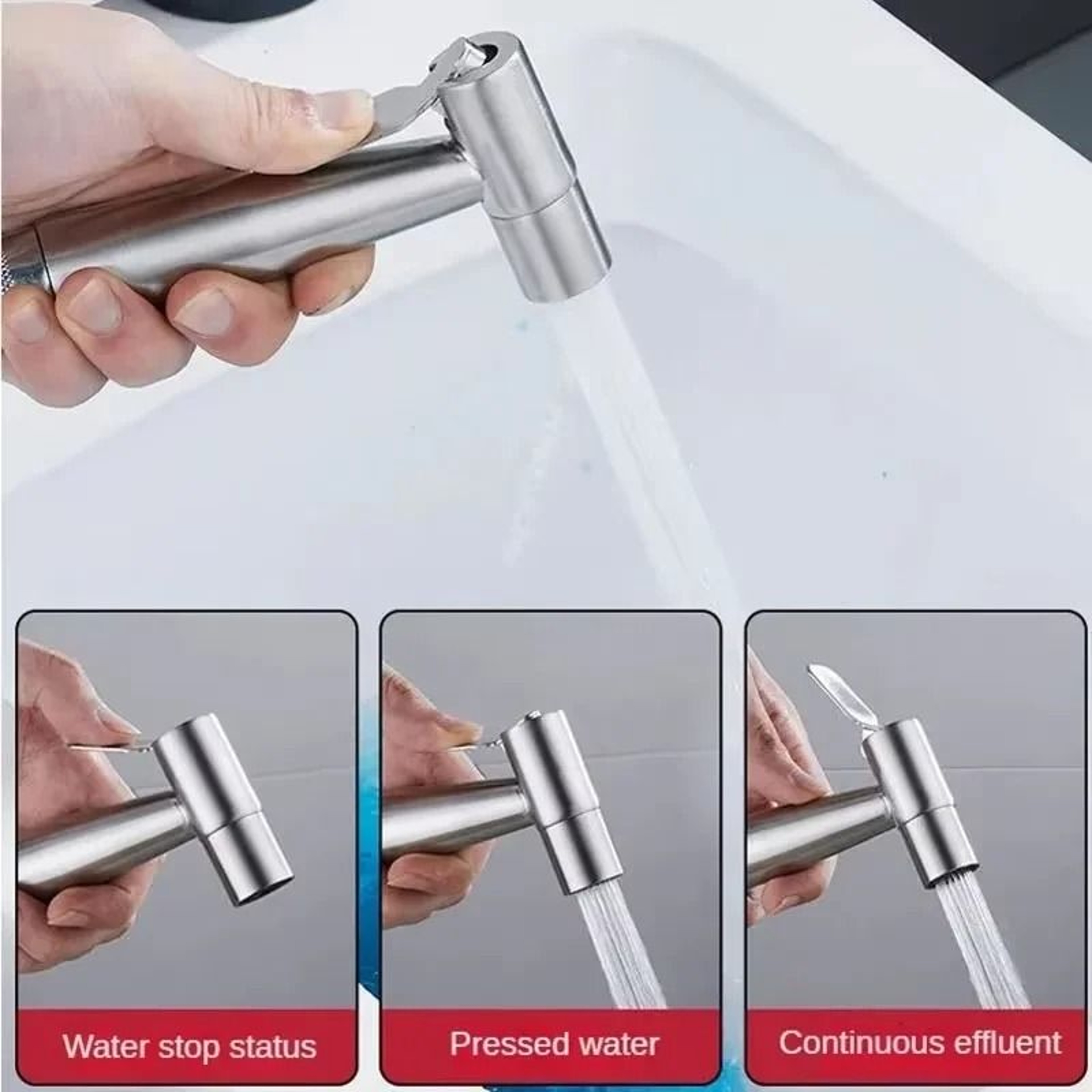 Bathroom Handheld Toilet Spray Set With Double Outlet Corner Valve 4
