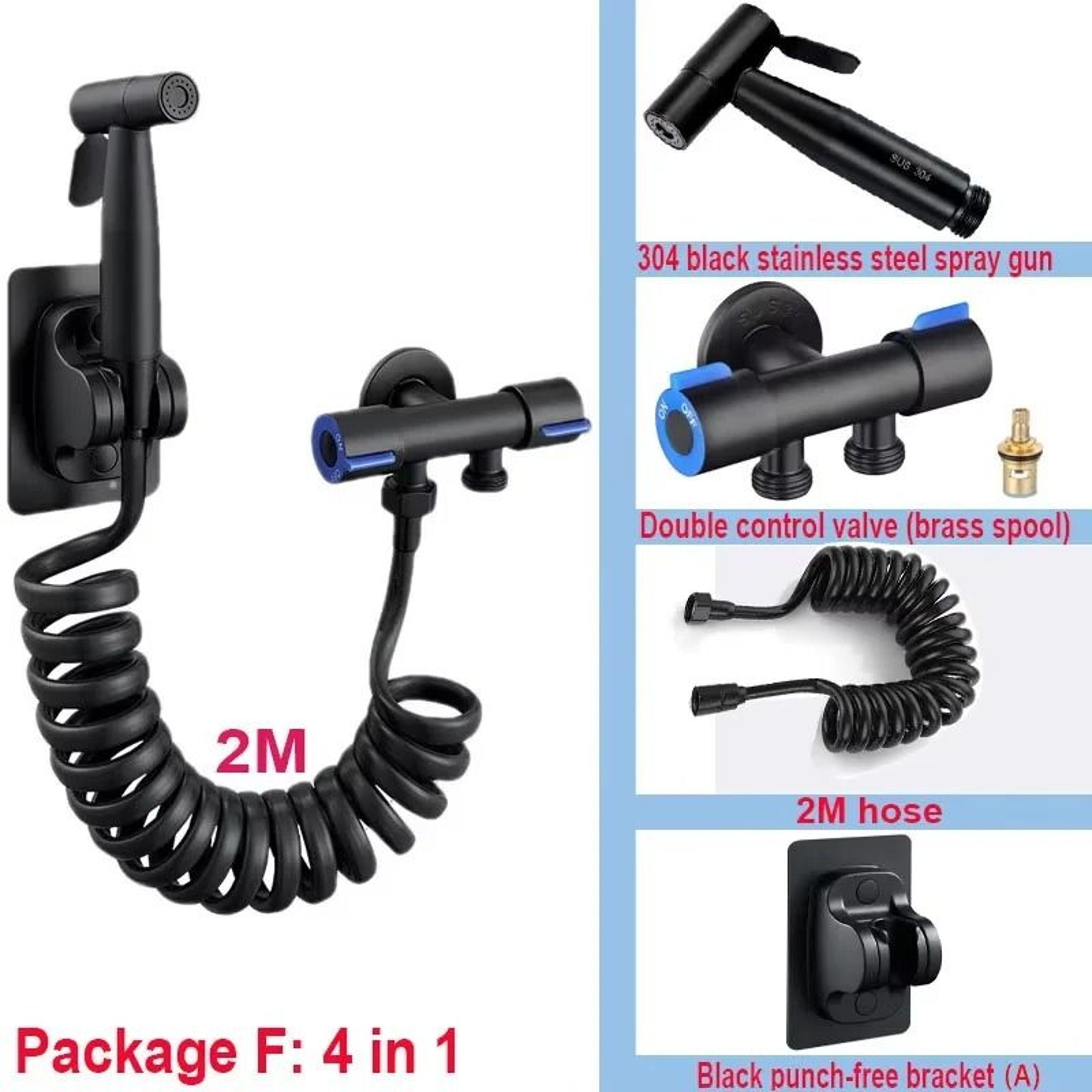 Bathroom Handheld Toilet Spray Set With Double Outlet Corner Valve 29