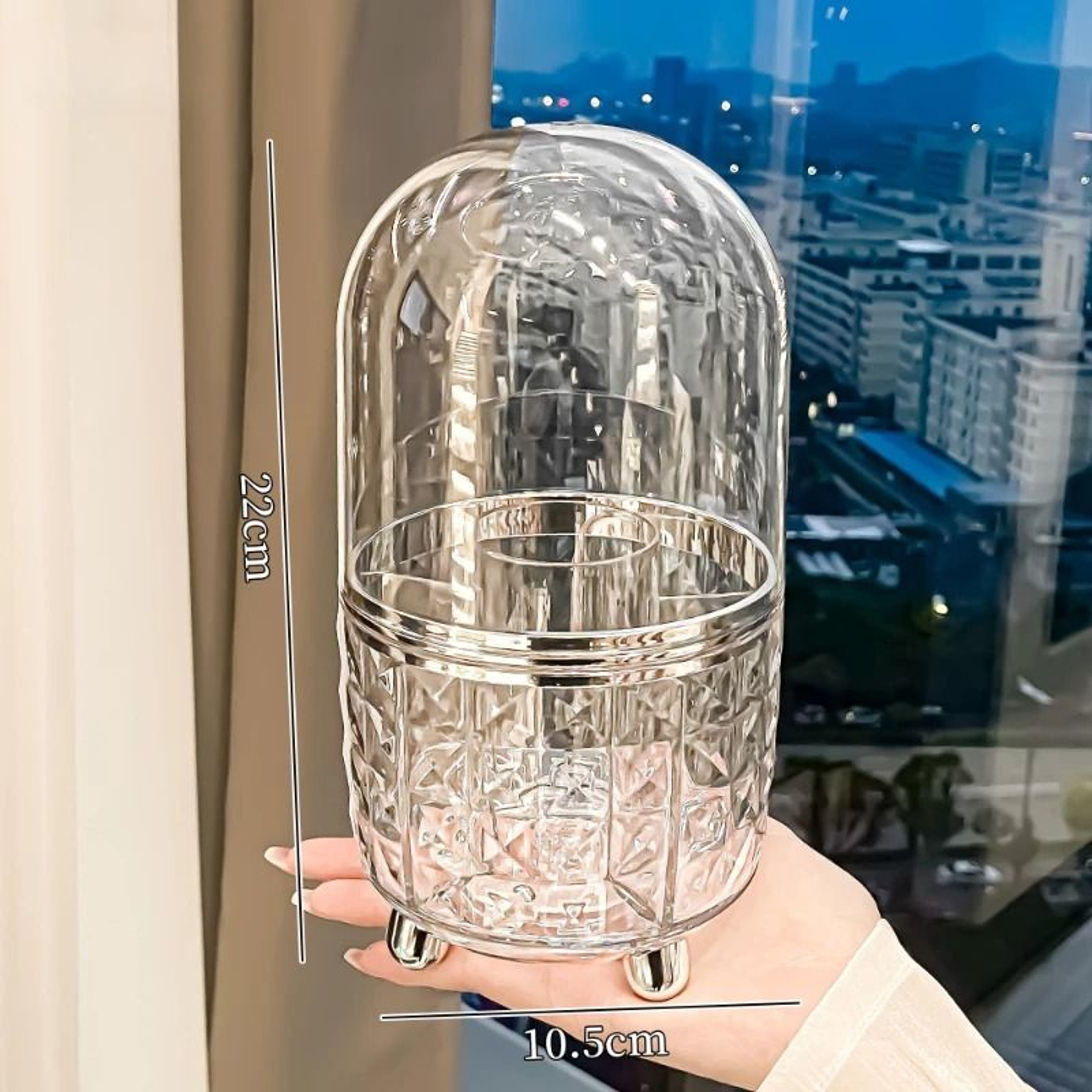 Rotating Cosmetic Makeup Organizer Storage Tube With Lid 9