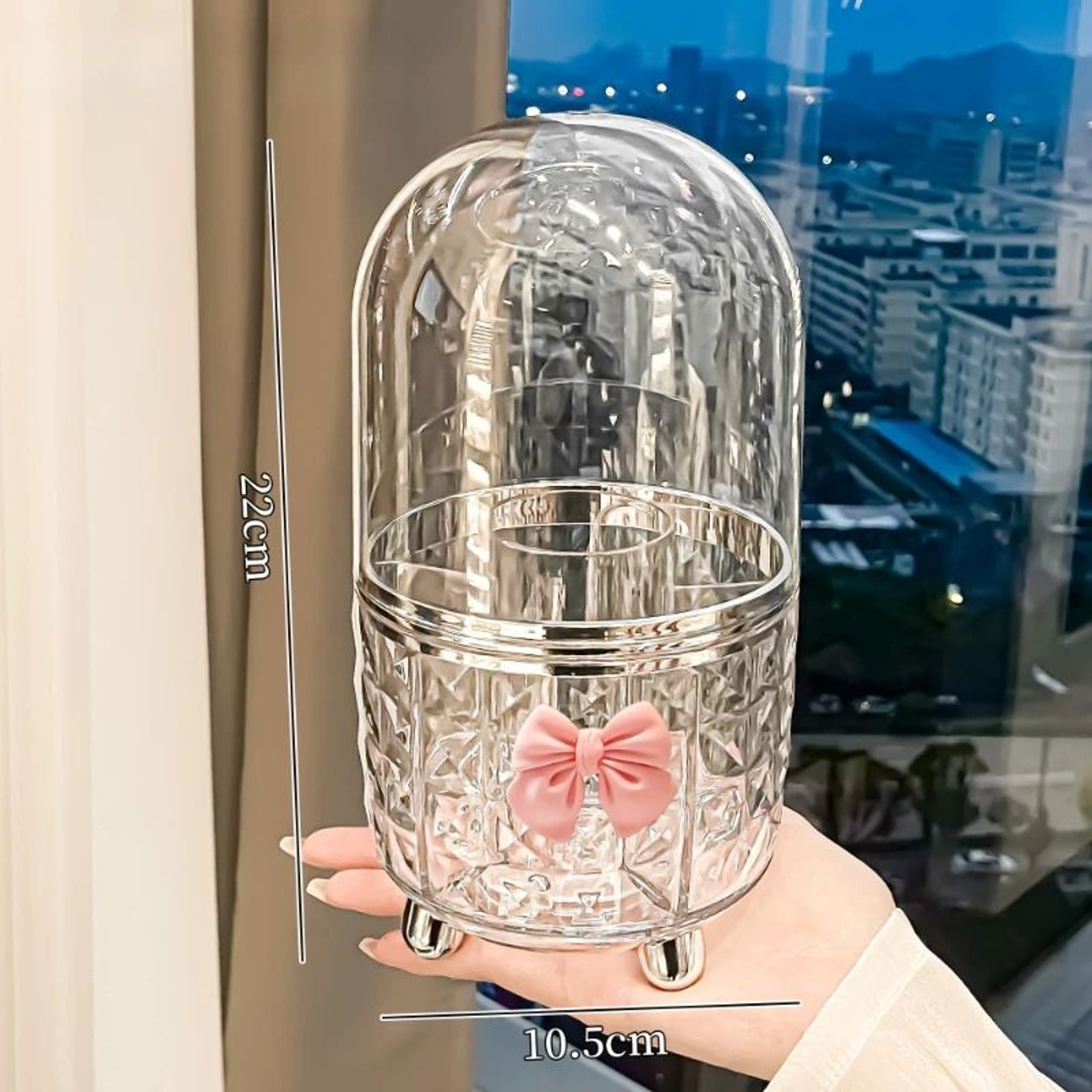 Rotating Cosmetic Makeup Organizer Storage Tube With Lid 8