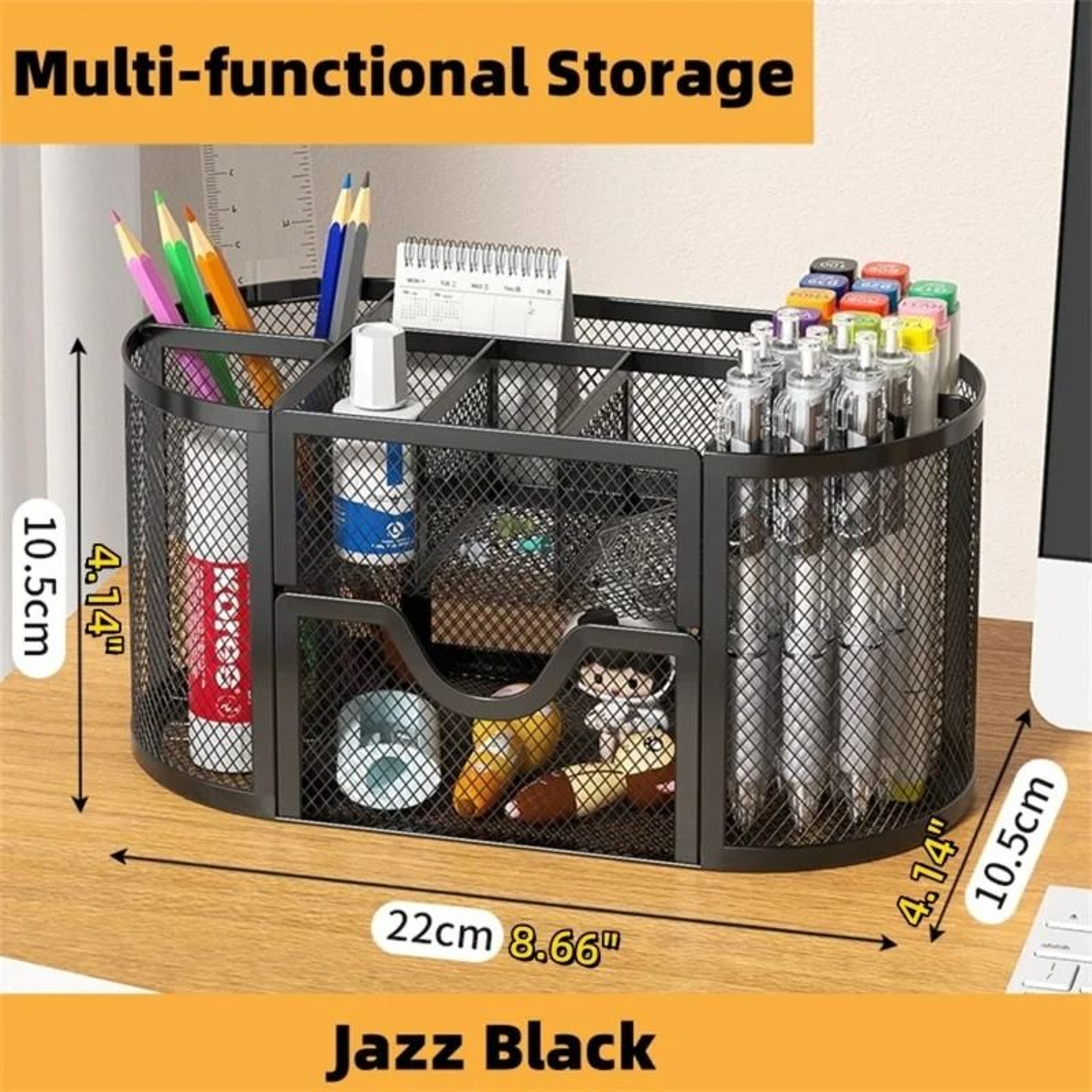Mesh Desk Organizer With Multi Compartments For Office And Workspace Storage 5