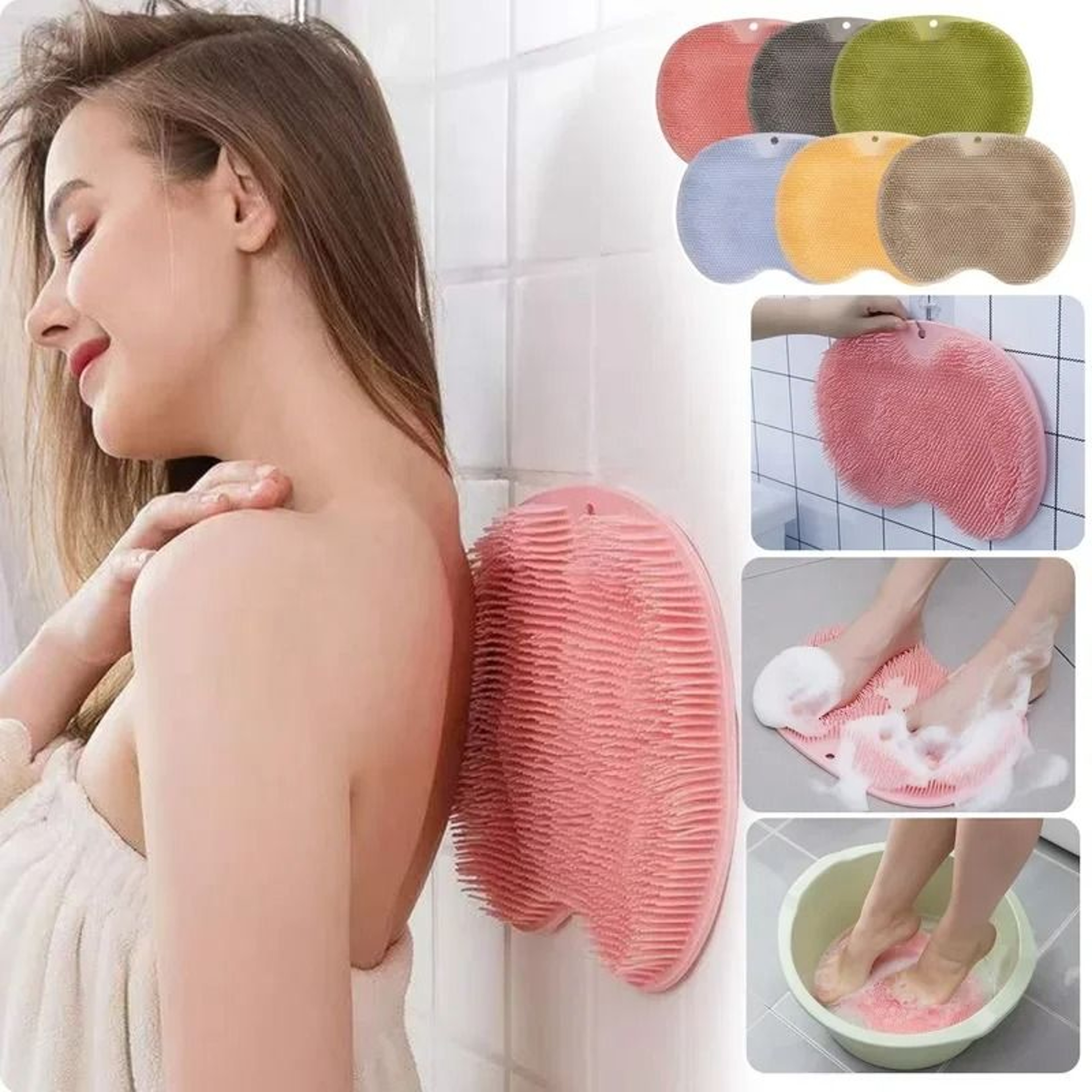 Reusable Silicone Back Scrubber With Wall Suction For Shower And Bath 5