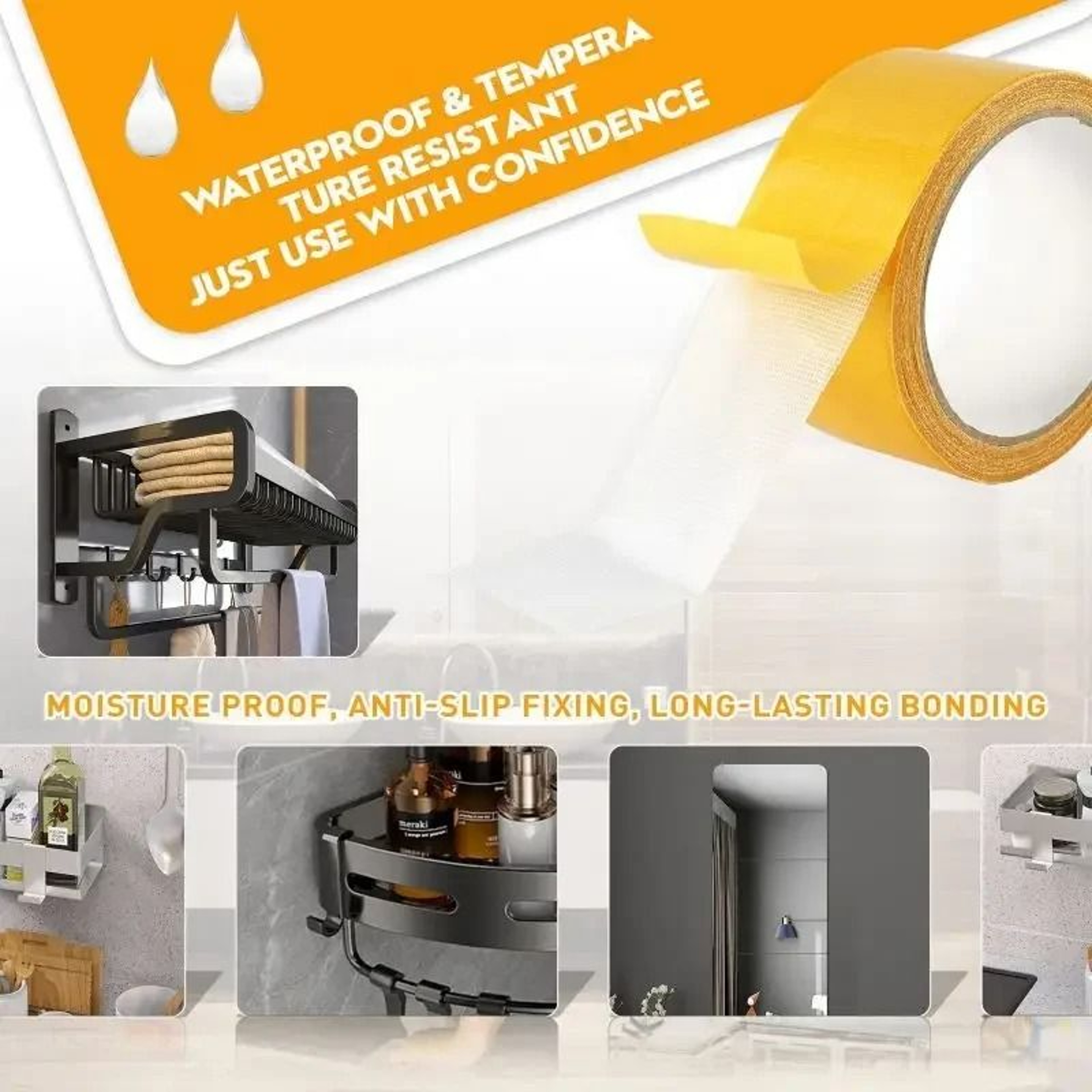 Double Sided Heavy Duty Adhesive Tape For Waterproof And Traceless Fixing 5