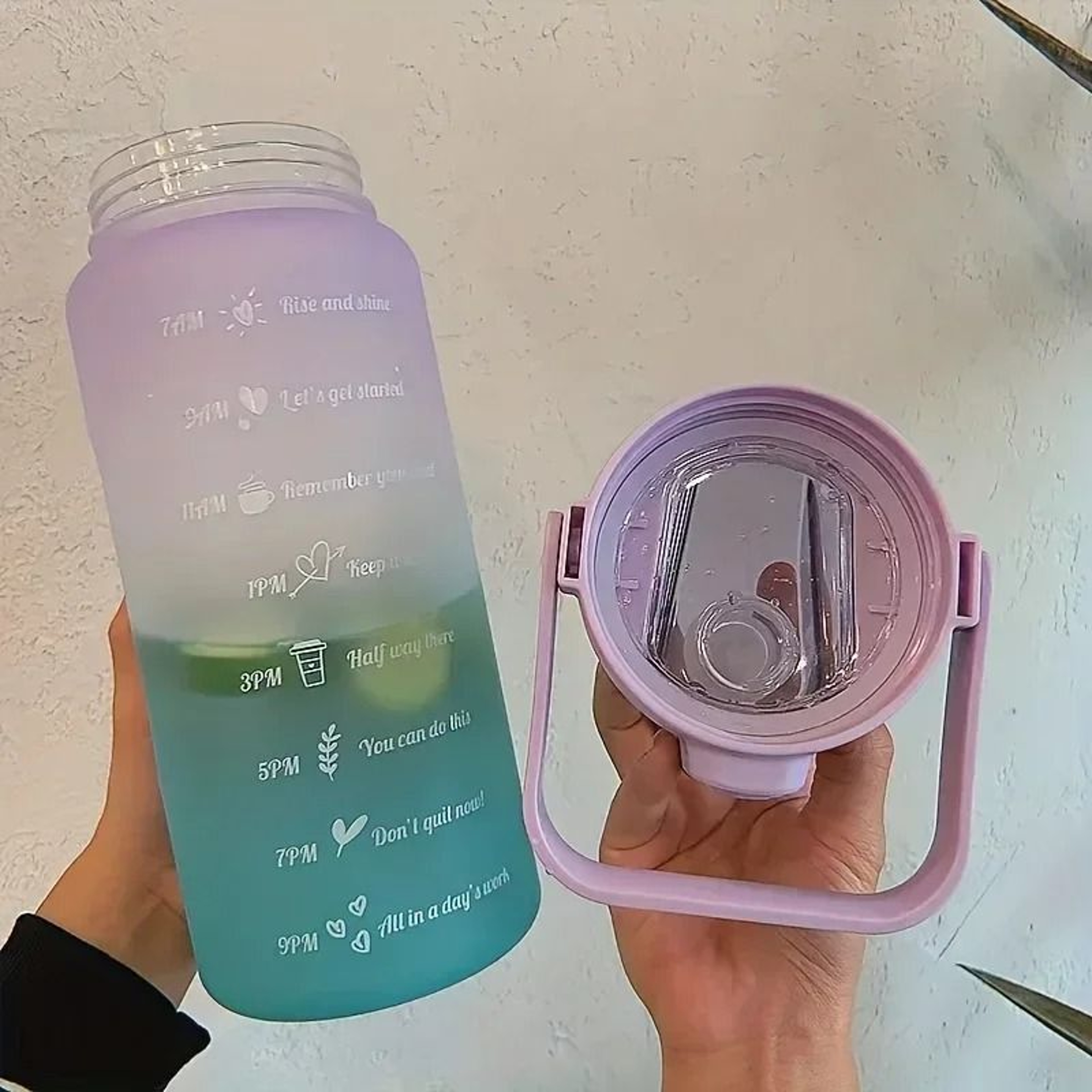 Large Capacity Sports Water Bottle With Straw And Time Marker For Fitness And Outdoor Use 3