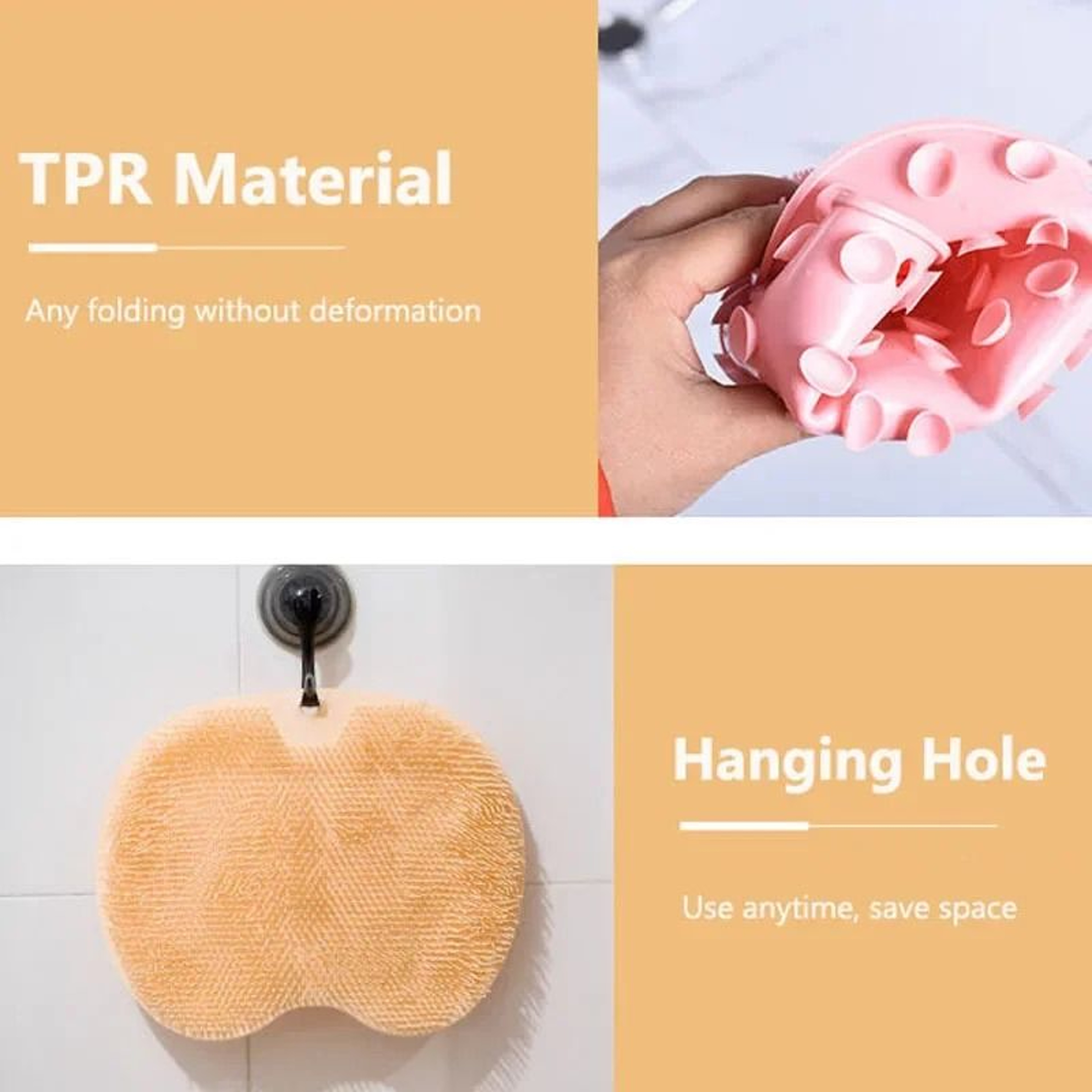 Silicone Bath Scrubber Mat And Exfoliating Back Strap Set For Shower And Foot Cleaning 3