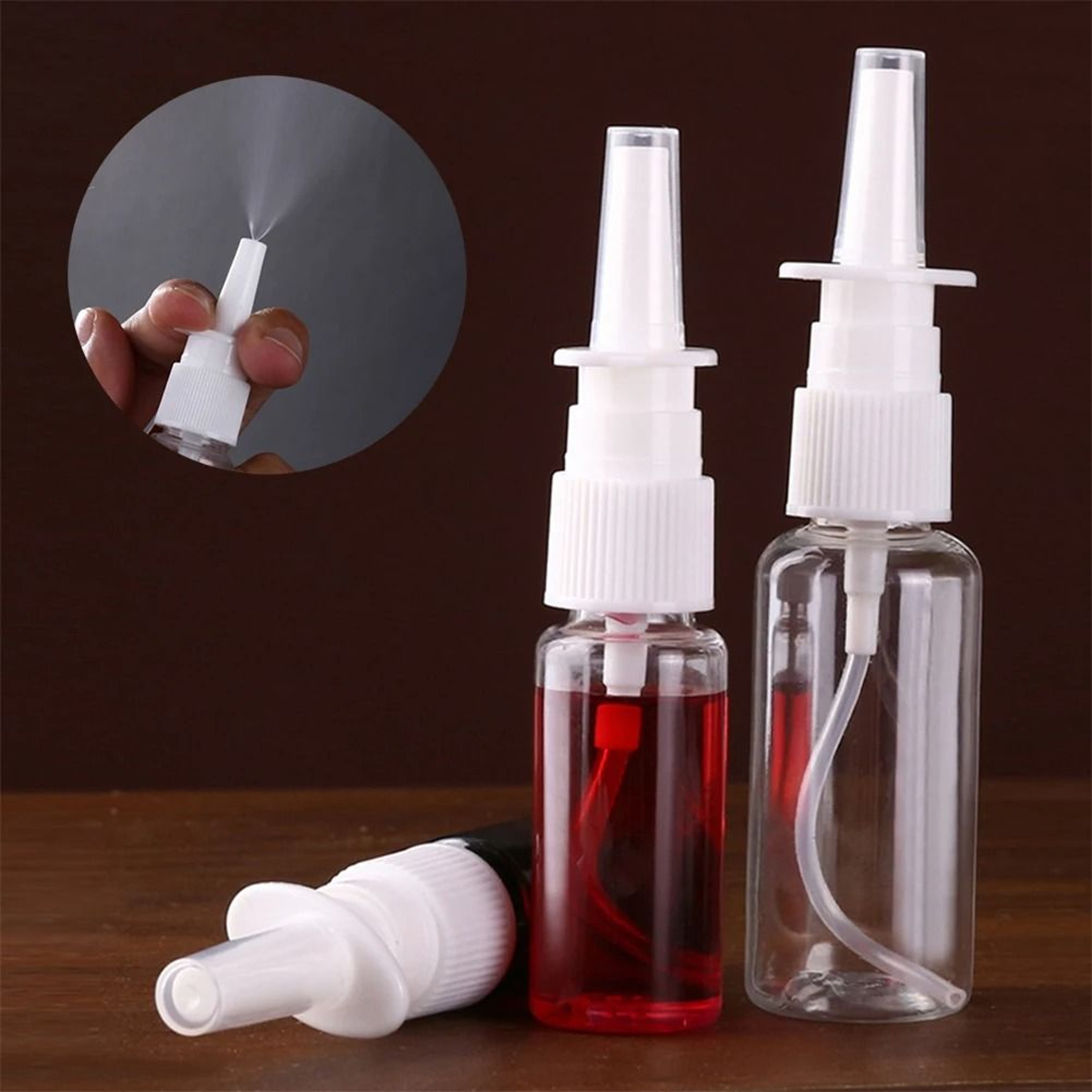 Refillable Plastic Nasal Spray Bottle Set With Pump Mist Nozzle 3