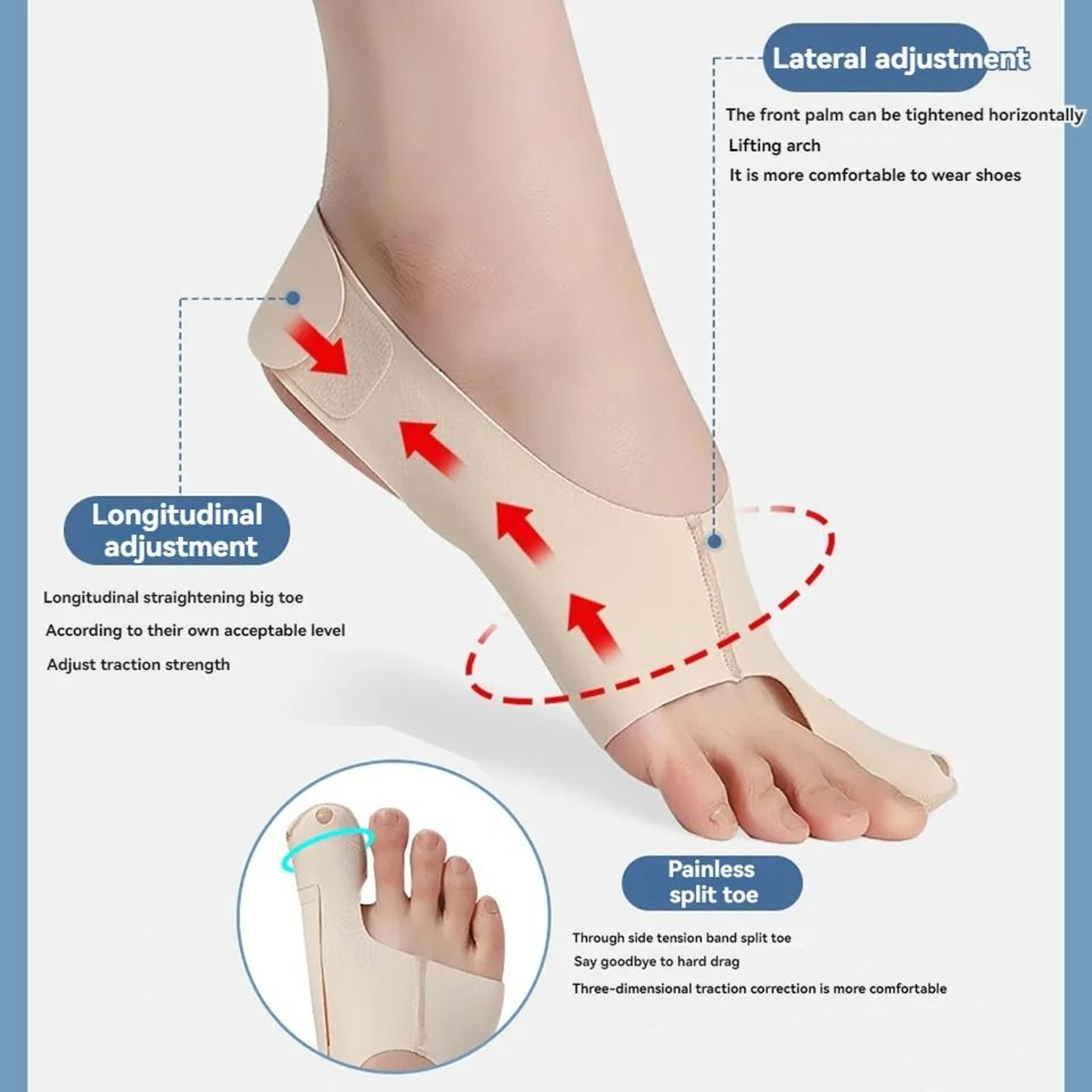 Adjustable Toe Valgus Corrector Brace For Big Toe Alignment And Foot Support 3