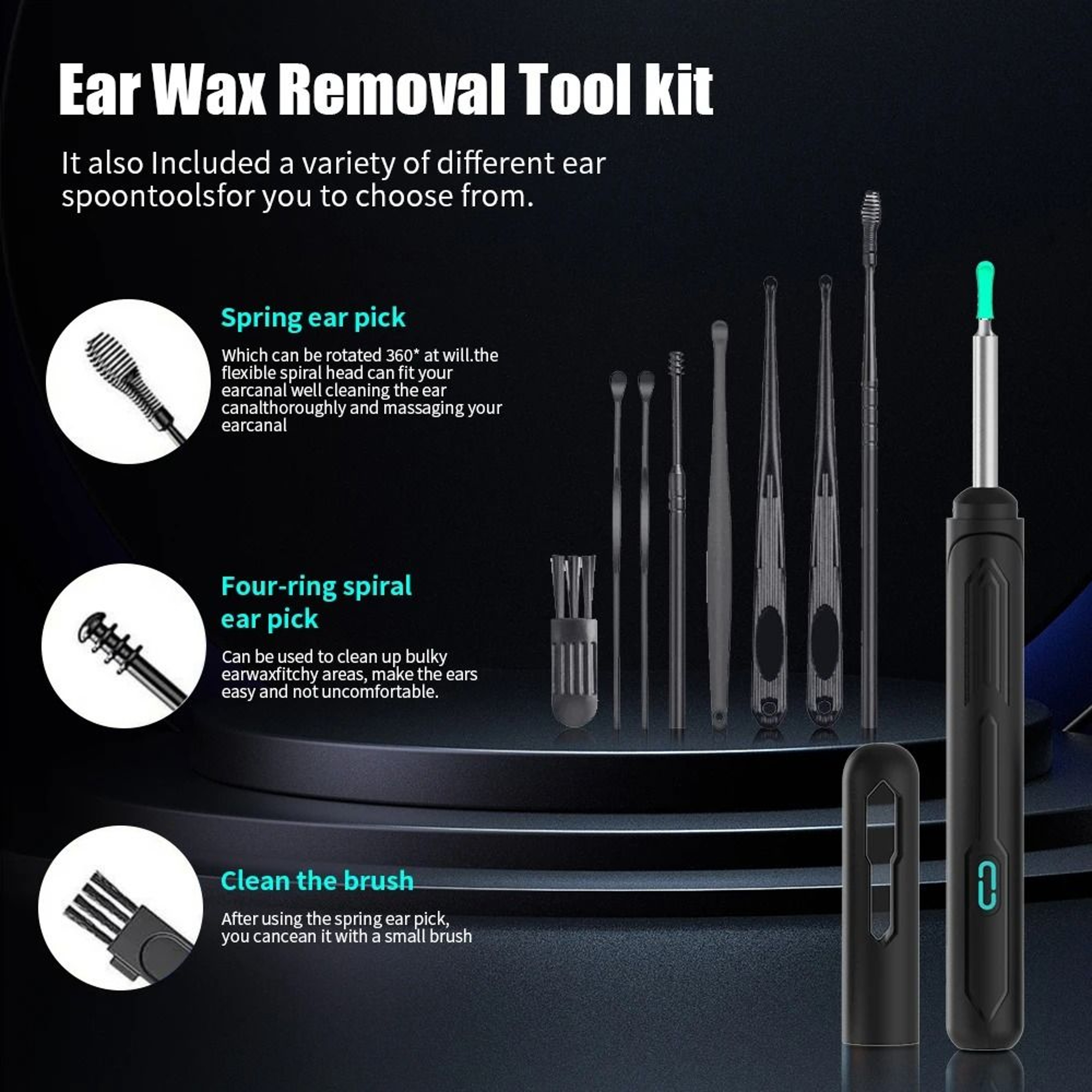 Ear Cleaner Camera Set HD Otoscope Wax Removal Tool With USB C Charging And Ear Cleaning Accessorie 1