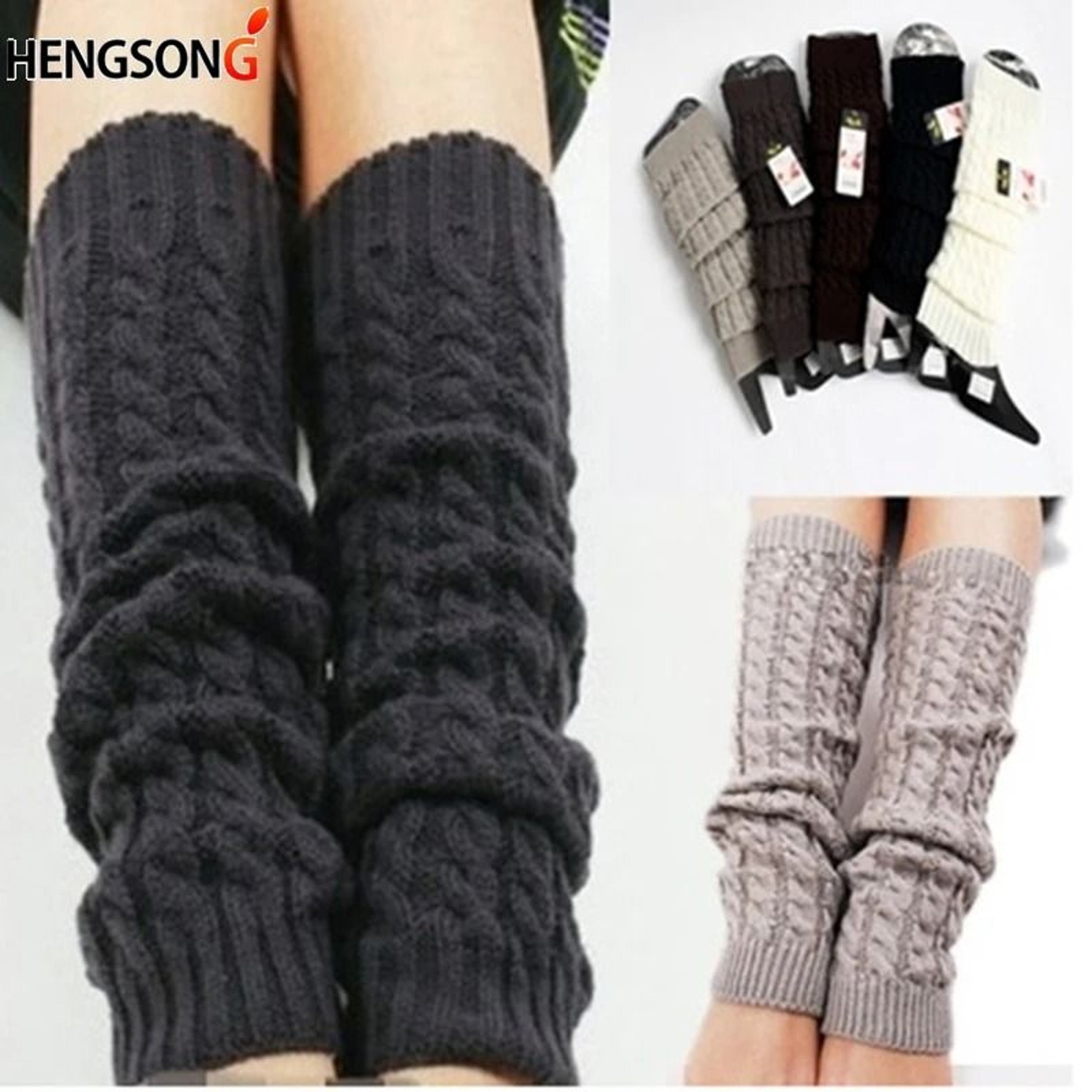 Women Autumn Winter Legwarmers With Floral Knit Design 0