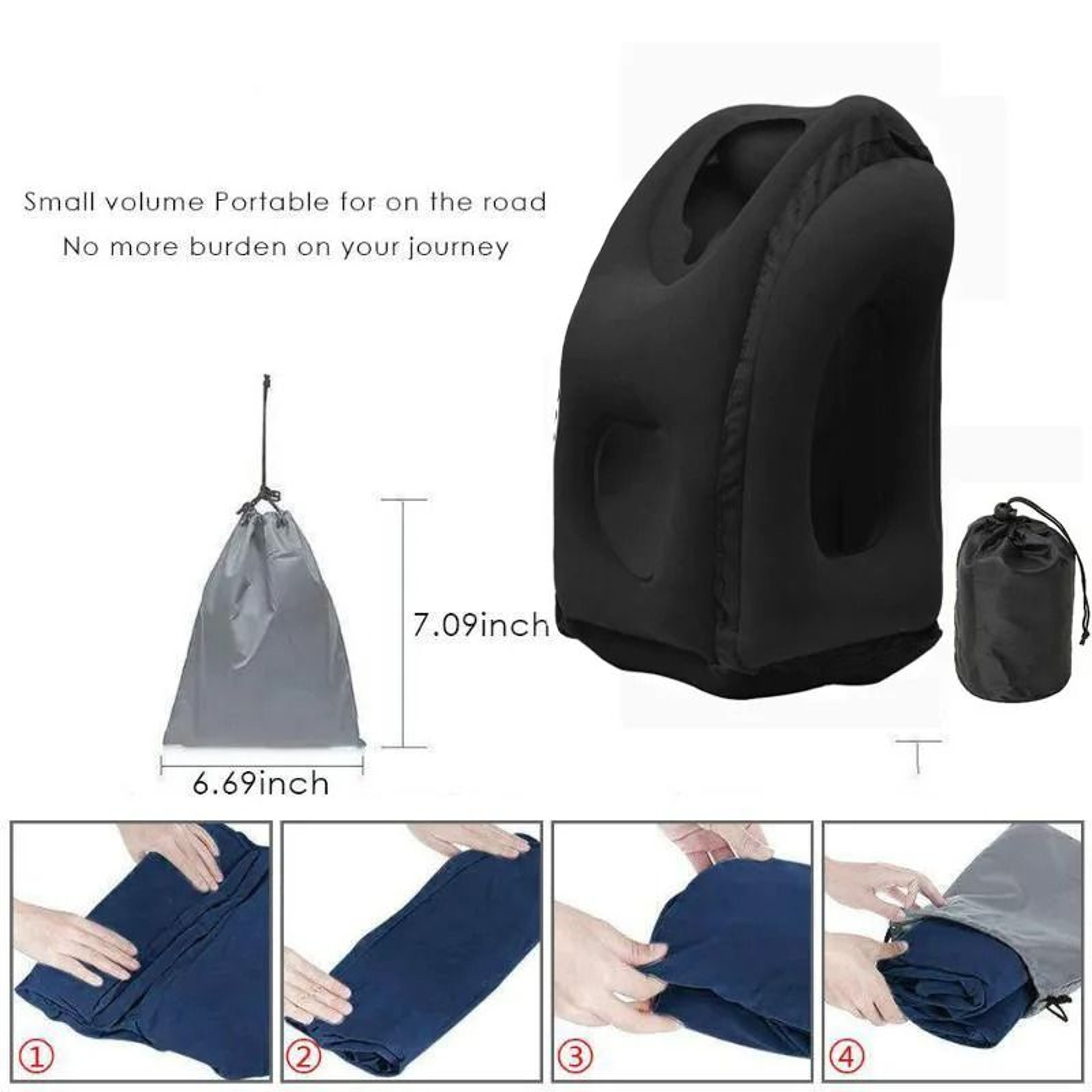 Inflatable Travel Pillow Portable Chin Support Neck Pillow For Rest 4